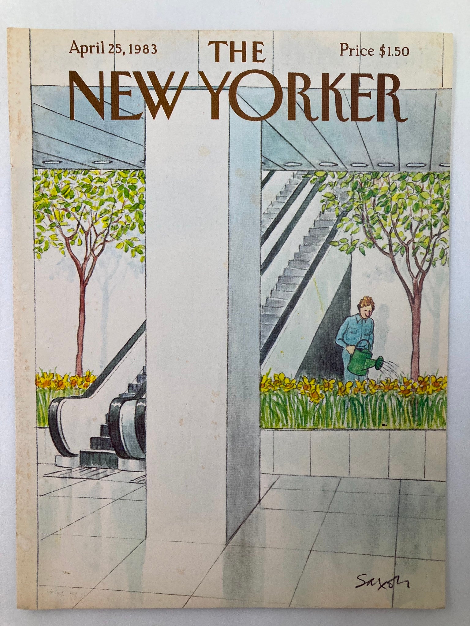 COVER ONLY The New Yorker April 25 1983 Indoor Plant by Charles Saxon No Label