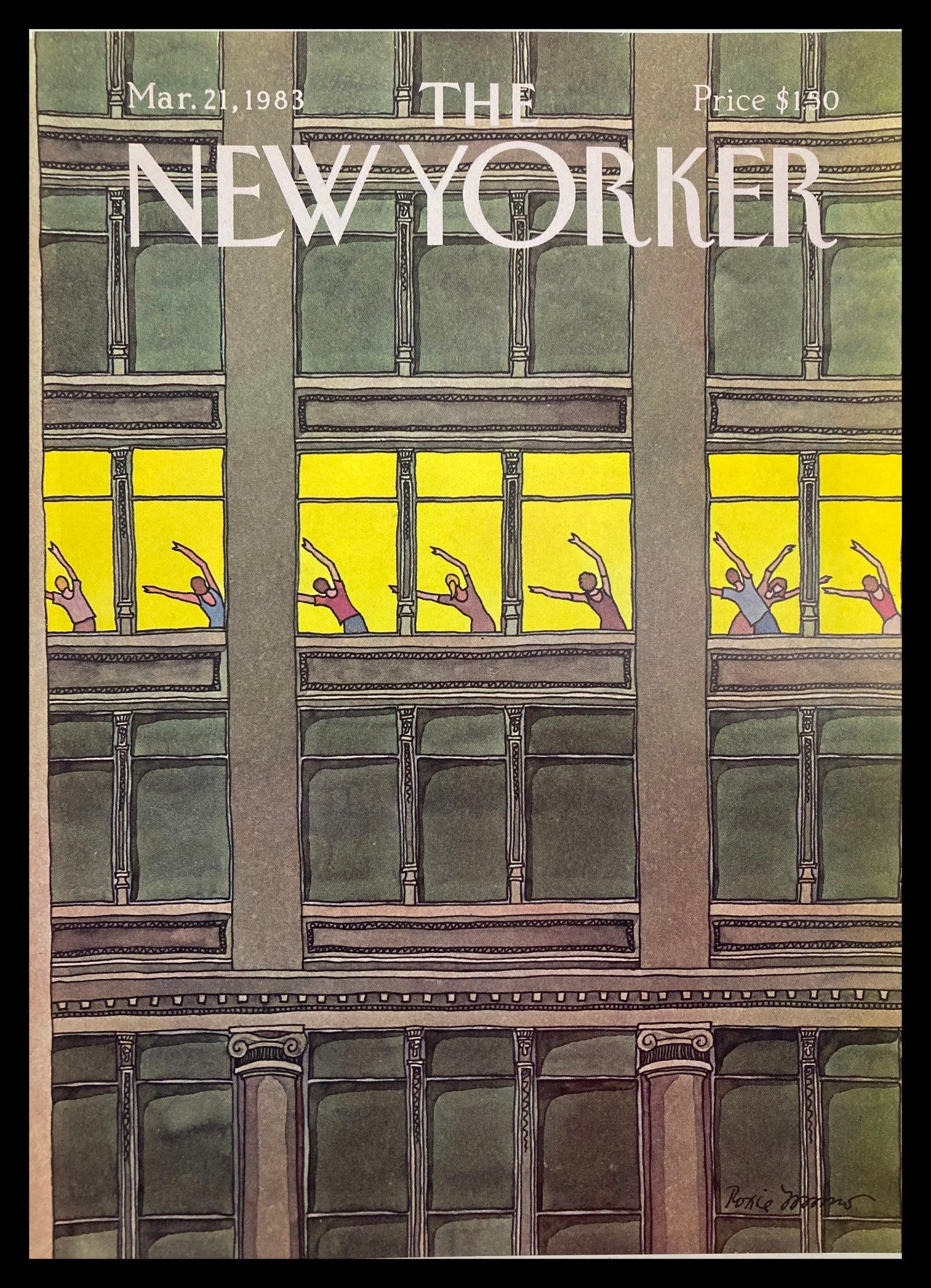 COVER ONLY The New Yorker March 21 1983 Aerobics by Roxie Munro No Label