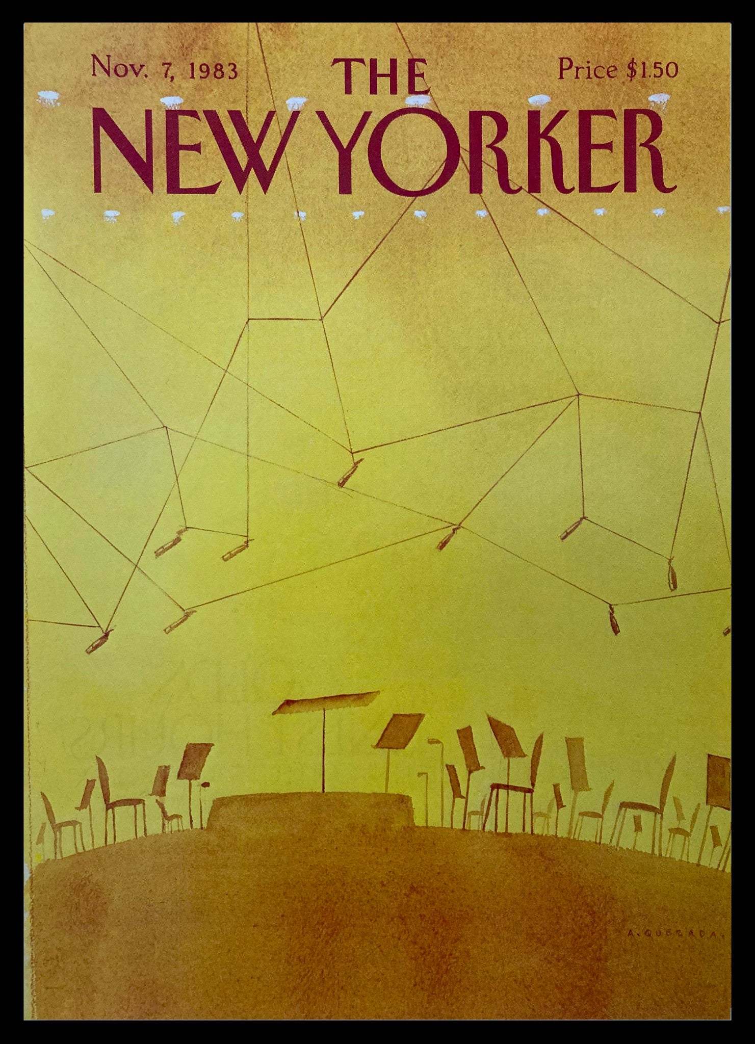 COVER ONLY The New Yorker November 7 1983 Musical by Abel Quezada No Label