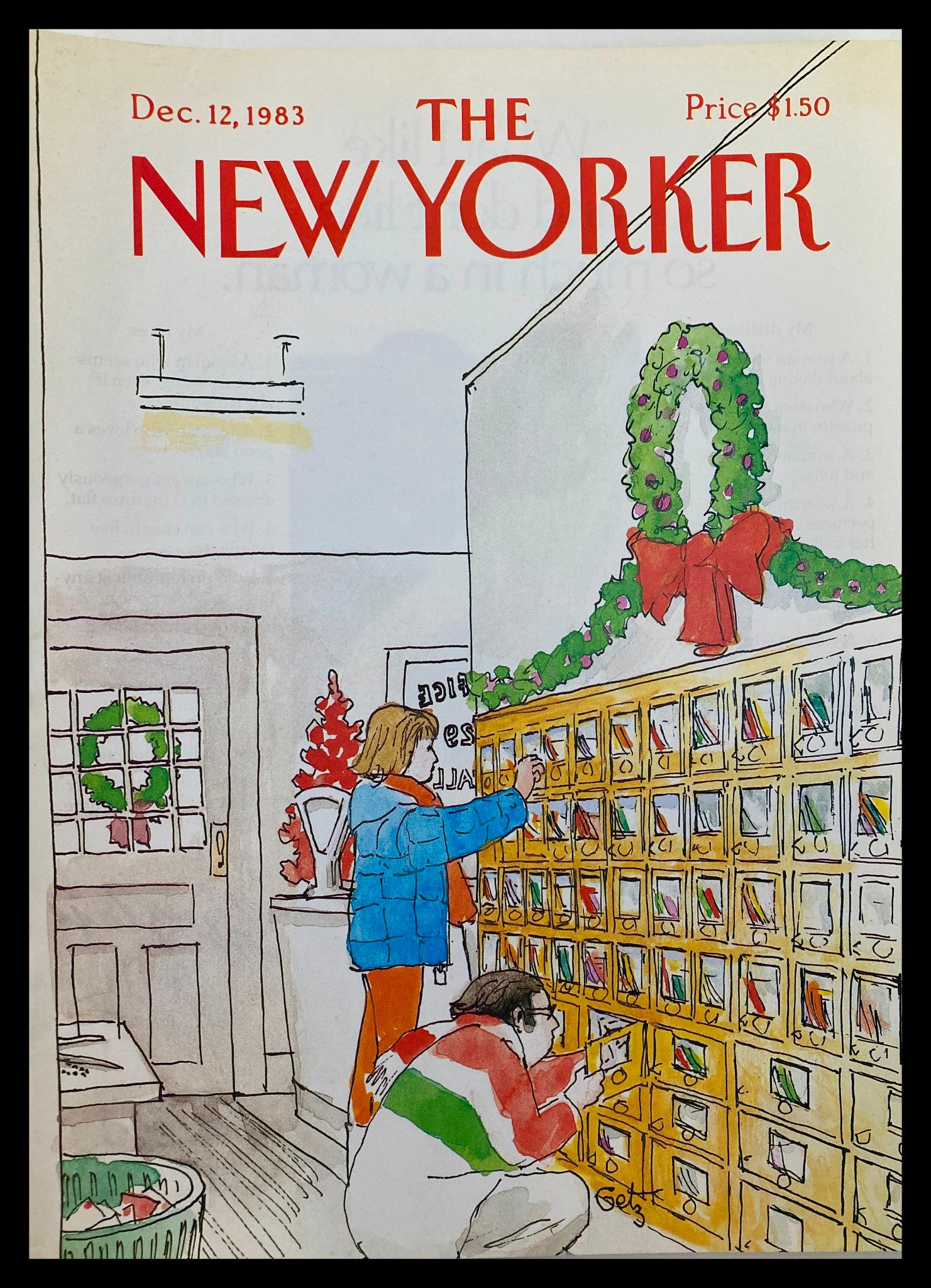 COVER ONLY The New Yorker December 12 1983 Christmas Letters by A. Getz No Label