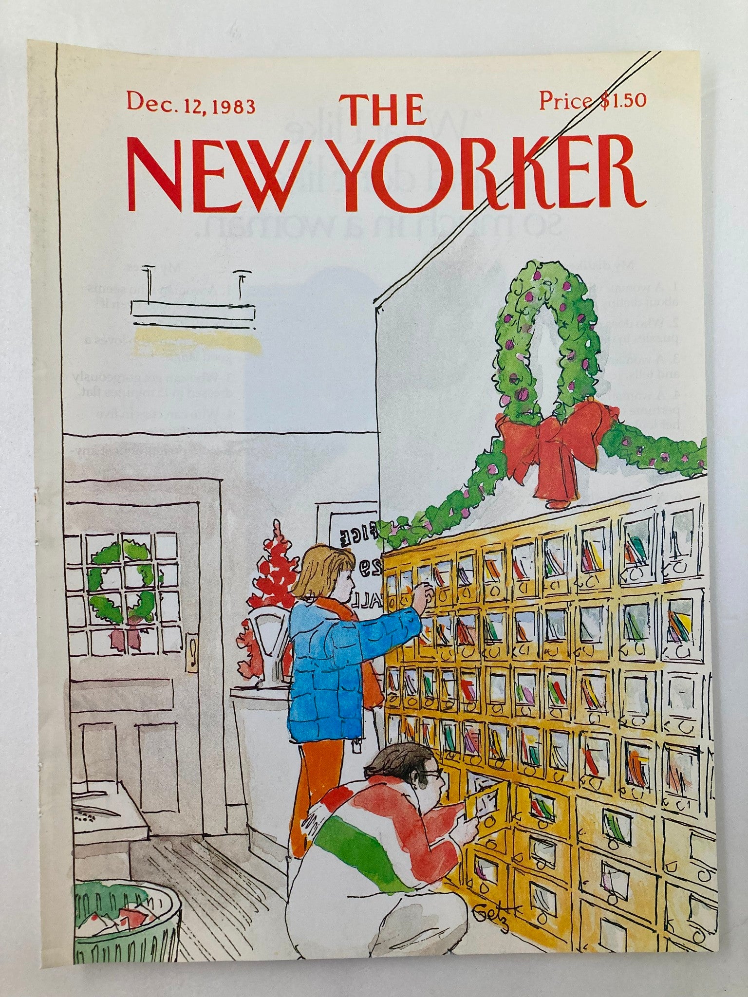 COVER ONLY The New Yorker December 12 1983 Christmas Letters by A. Getz No Label