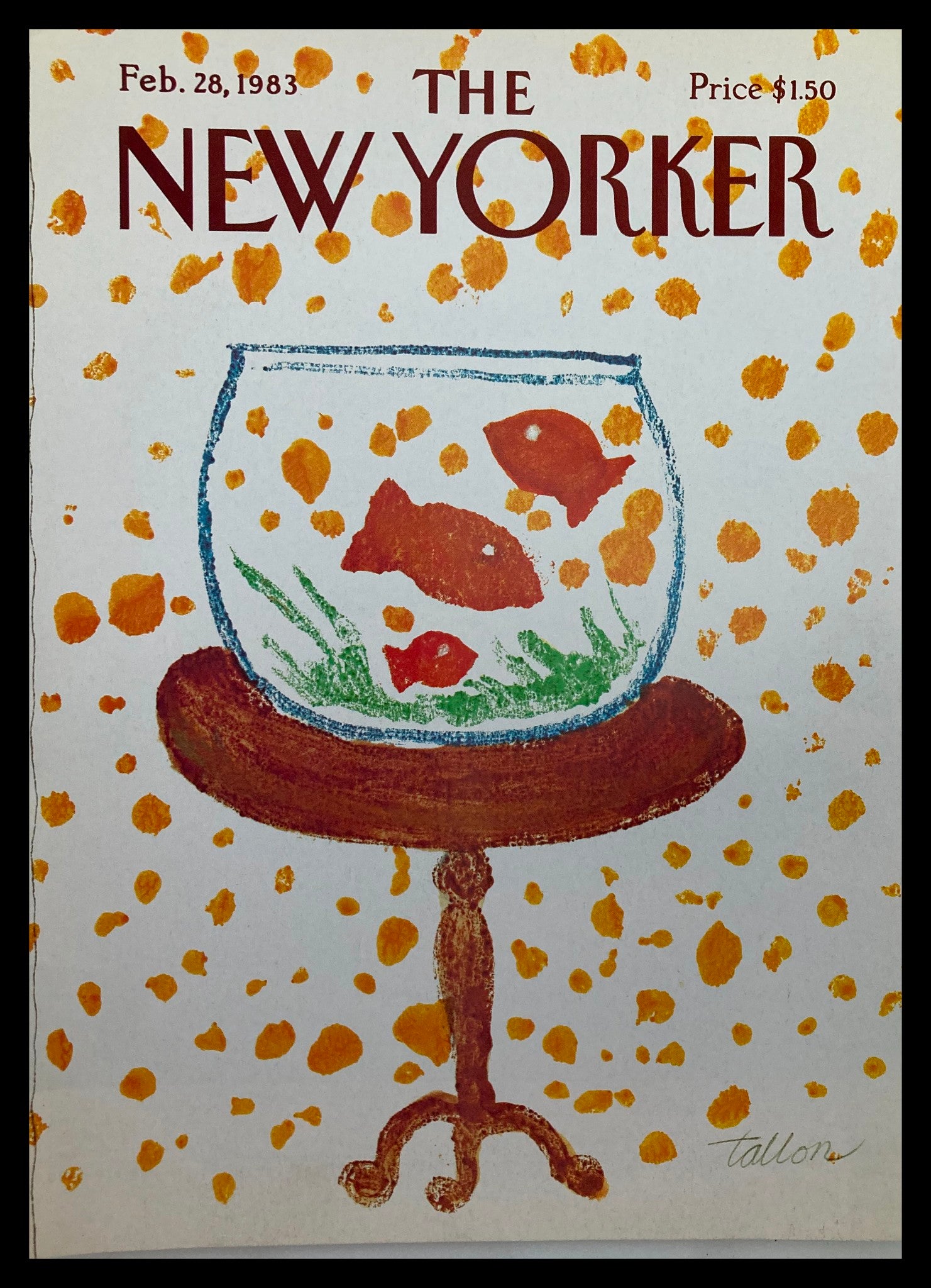 COVER ONLY The New Yorker February 28 1983 Fish Bowl by Robert Tallon No Label