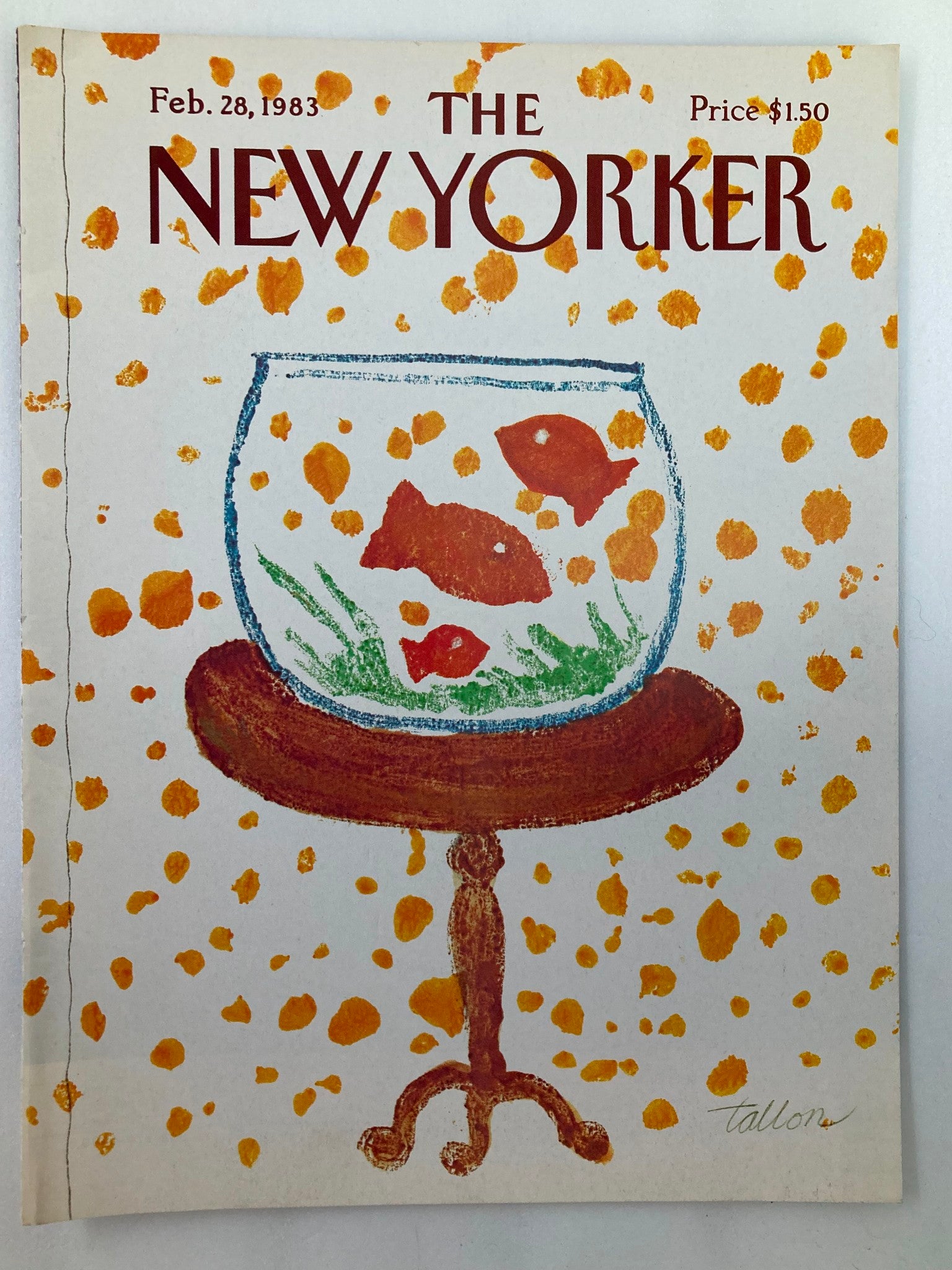 COVER ONLY The New Yorker February 28 1983 Fish Bowl by Robert Tallon No Label