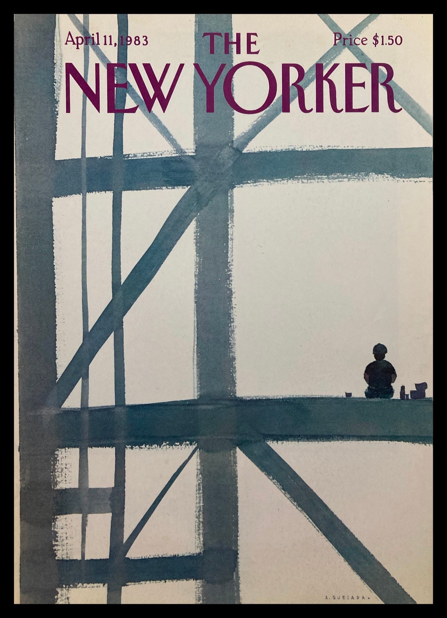 COVER ONLY The New Yorker April 11 1983 Resting by Abel Quezada No Label