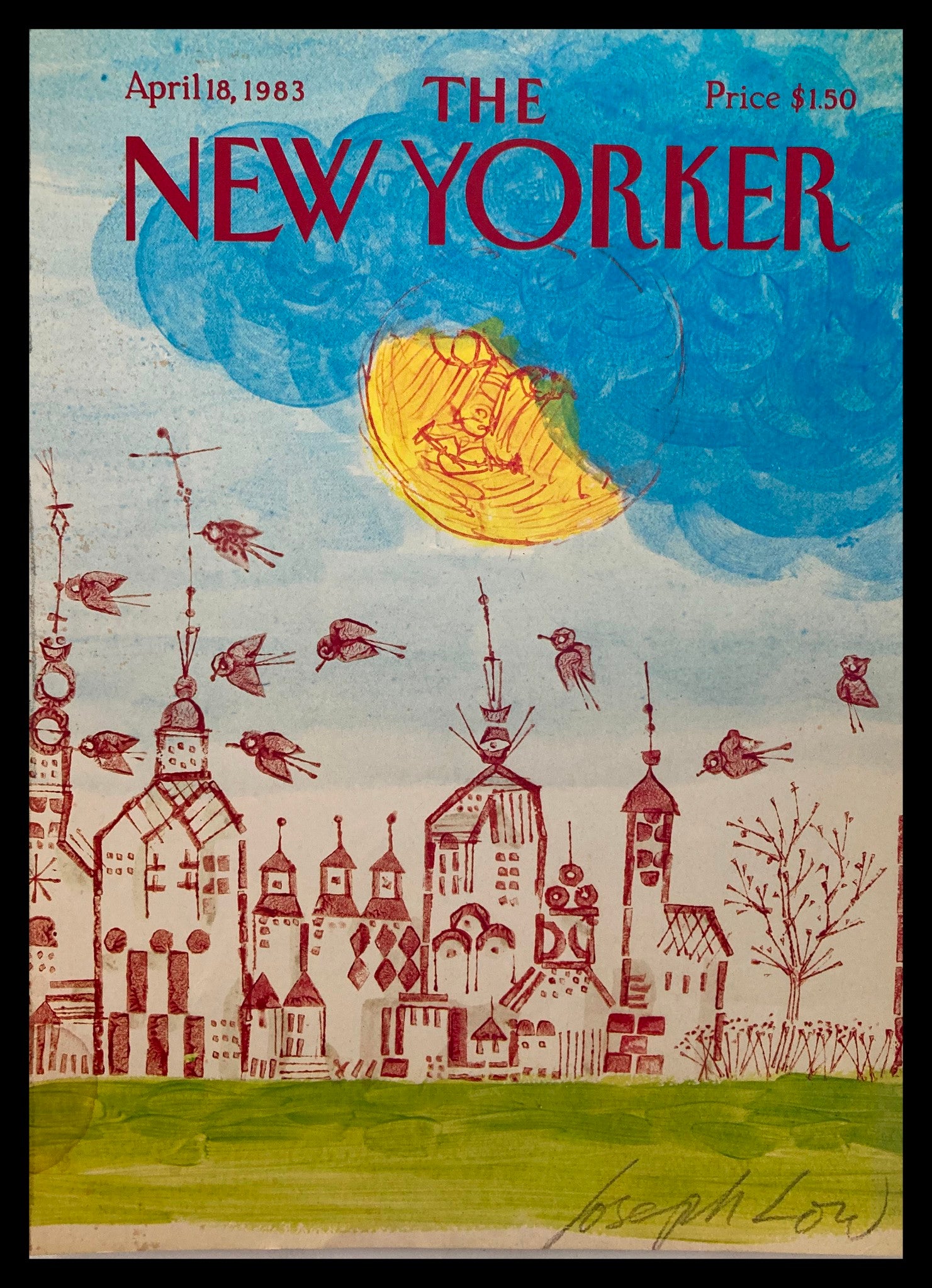 COVER ONLY The New Yorker April 18 1983 Flying Creatures by Joseph Low No Label