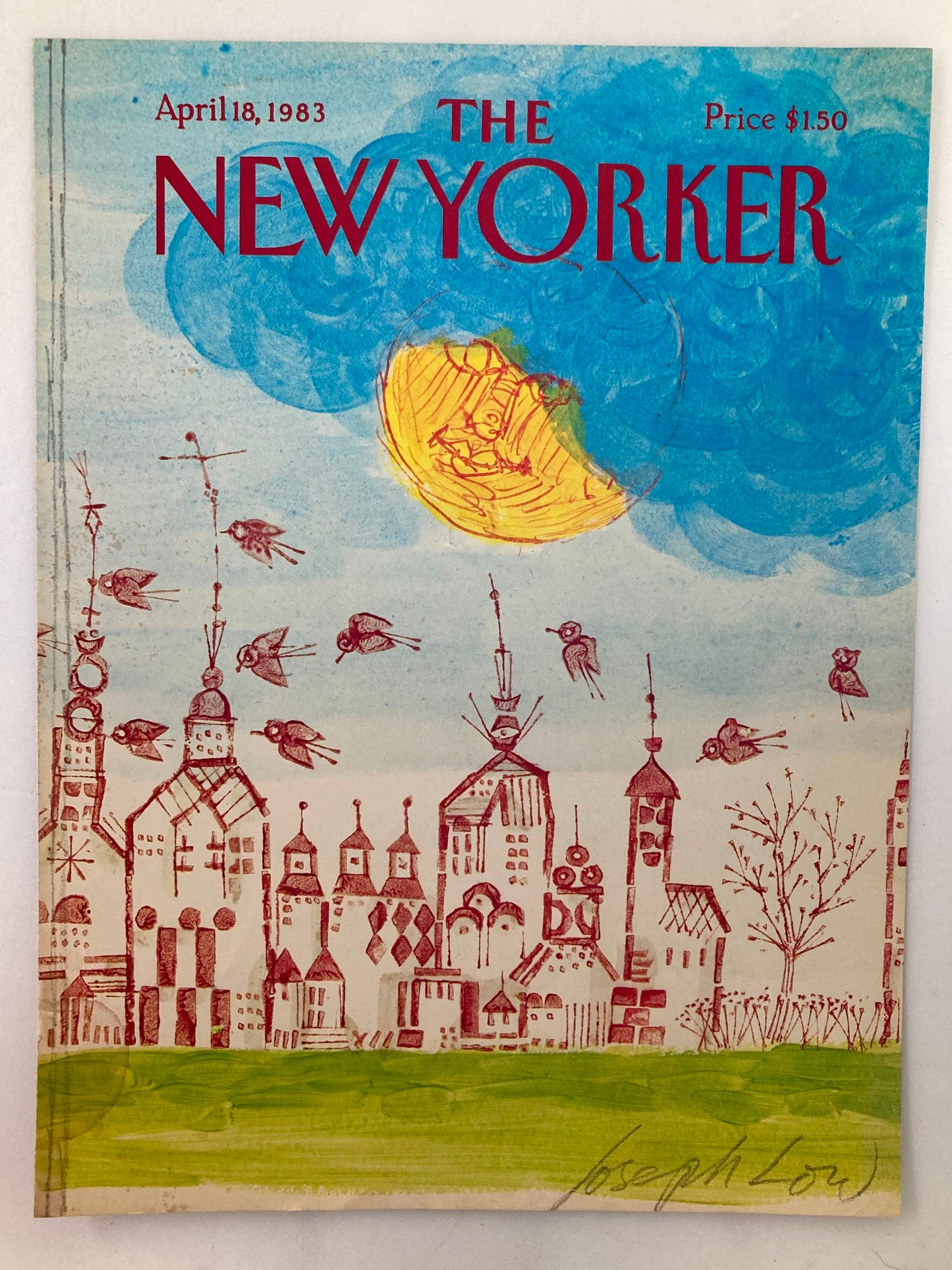 COVER ONLY The New Yorker April 18 1983 Flying Creatures by Joseph Low No Label