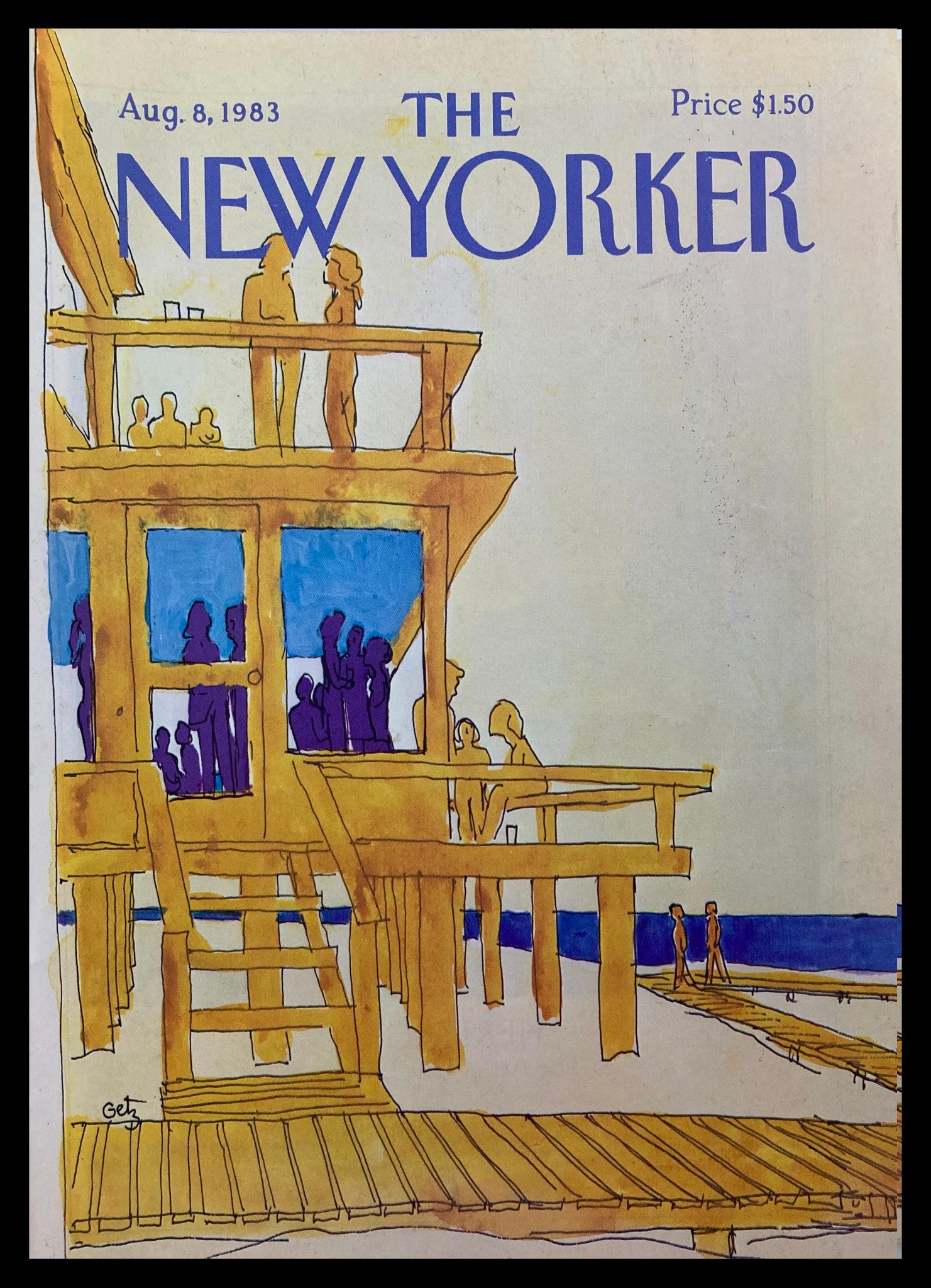 COVER ONLY The New Yorker August 8 1983 Upper Deck by Arthur Getz No Label