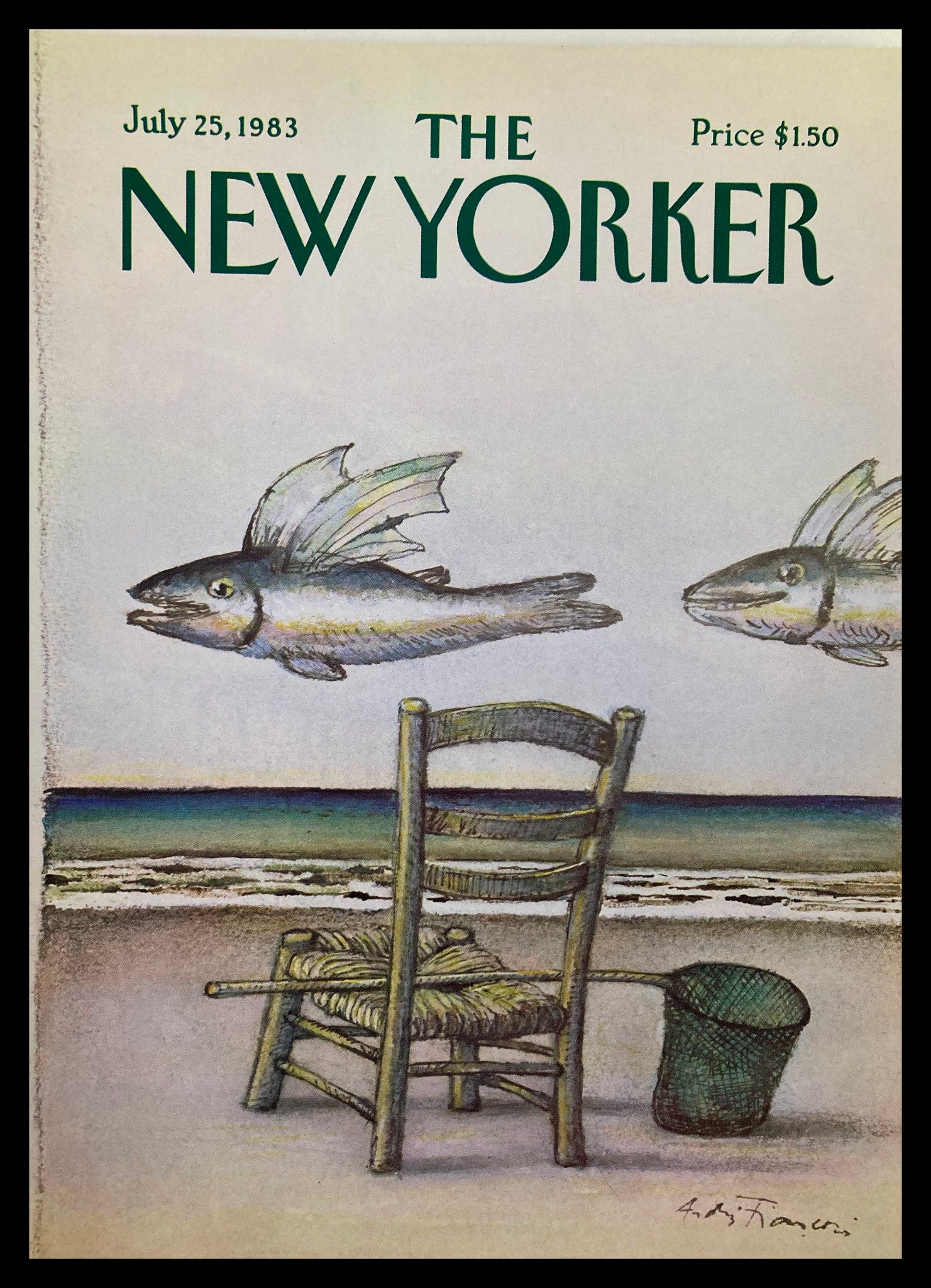 COVER ONLY The New Yorker July 25 1983 Sail Fish by Andre Francois No Label