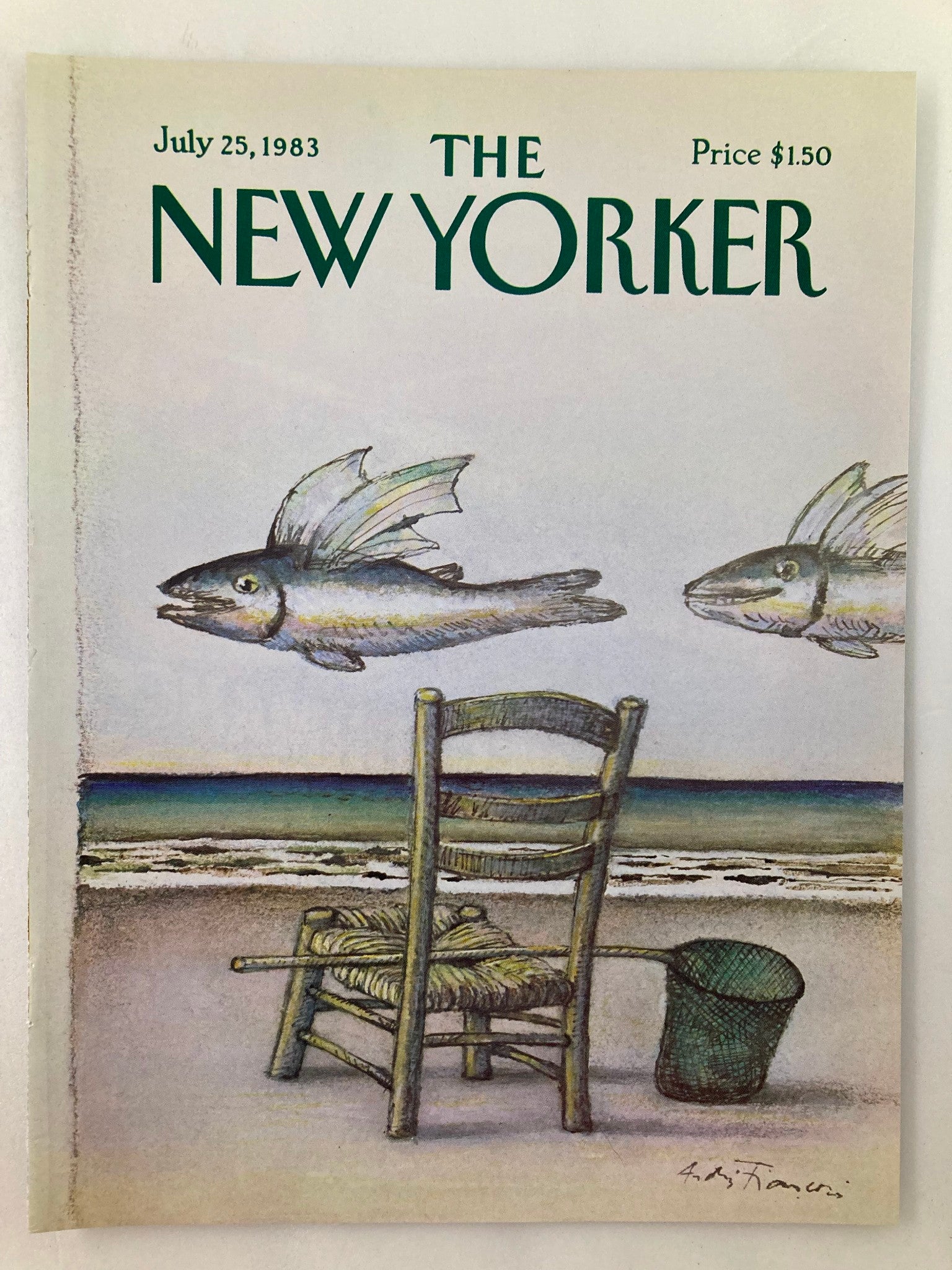 COVER ONLY The New Yorker July 25 1983 Sail Fish by Andre Francois No Label