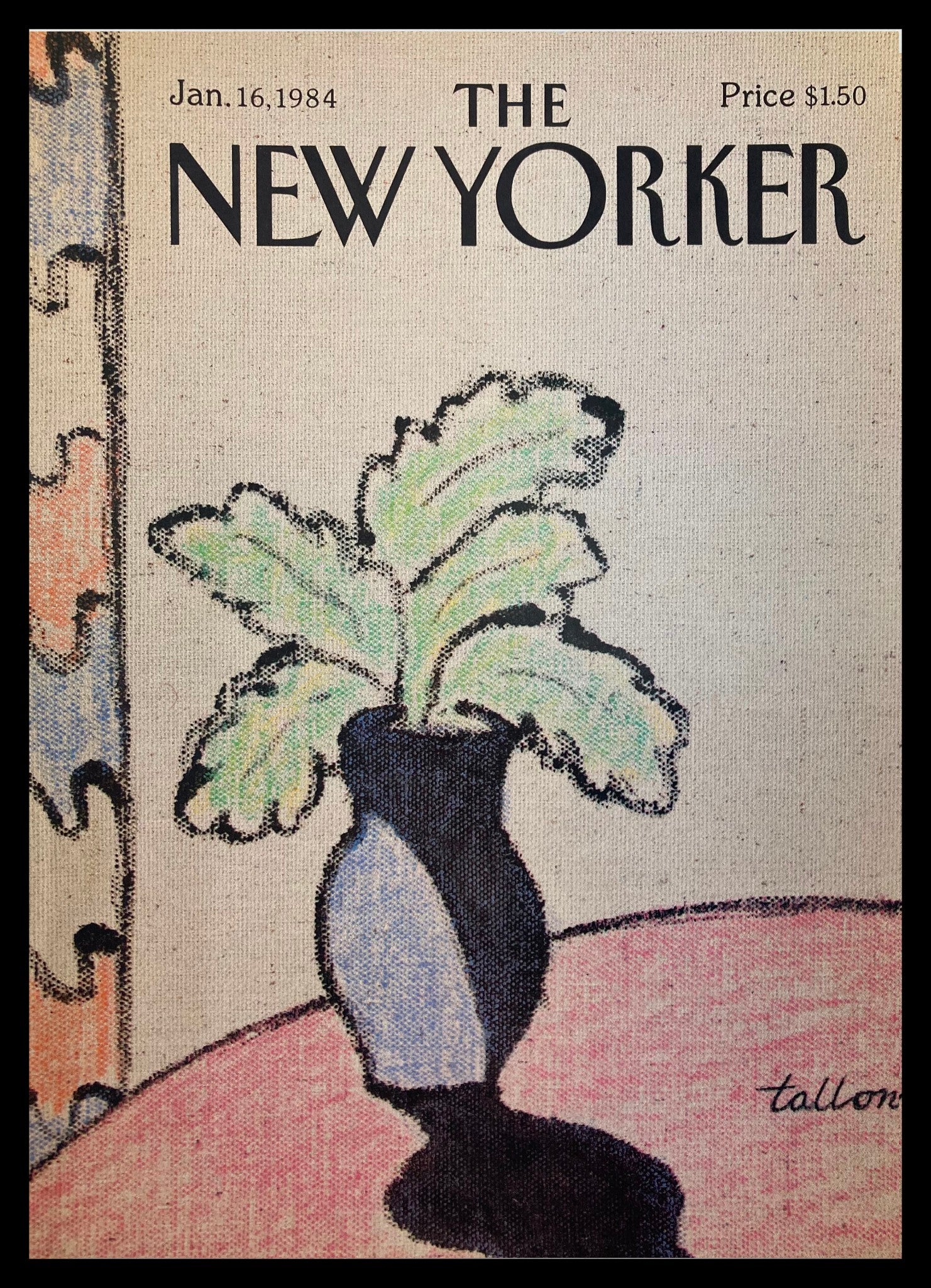 COVER ONLY The New Yorker January 16 1984 Shadow Vase by Robert Tallon No Label