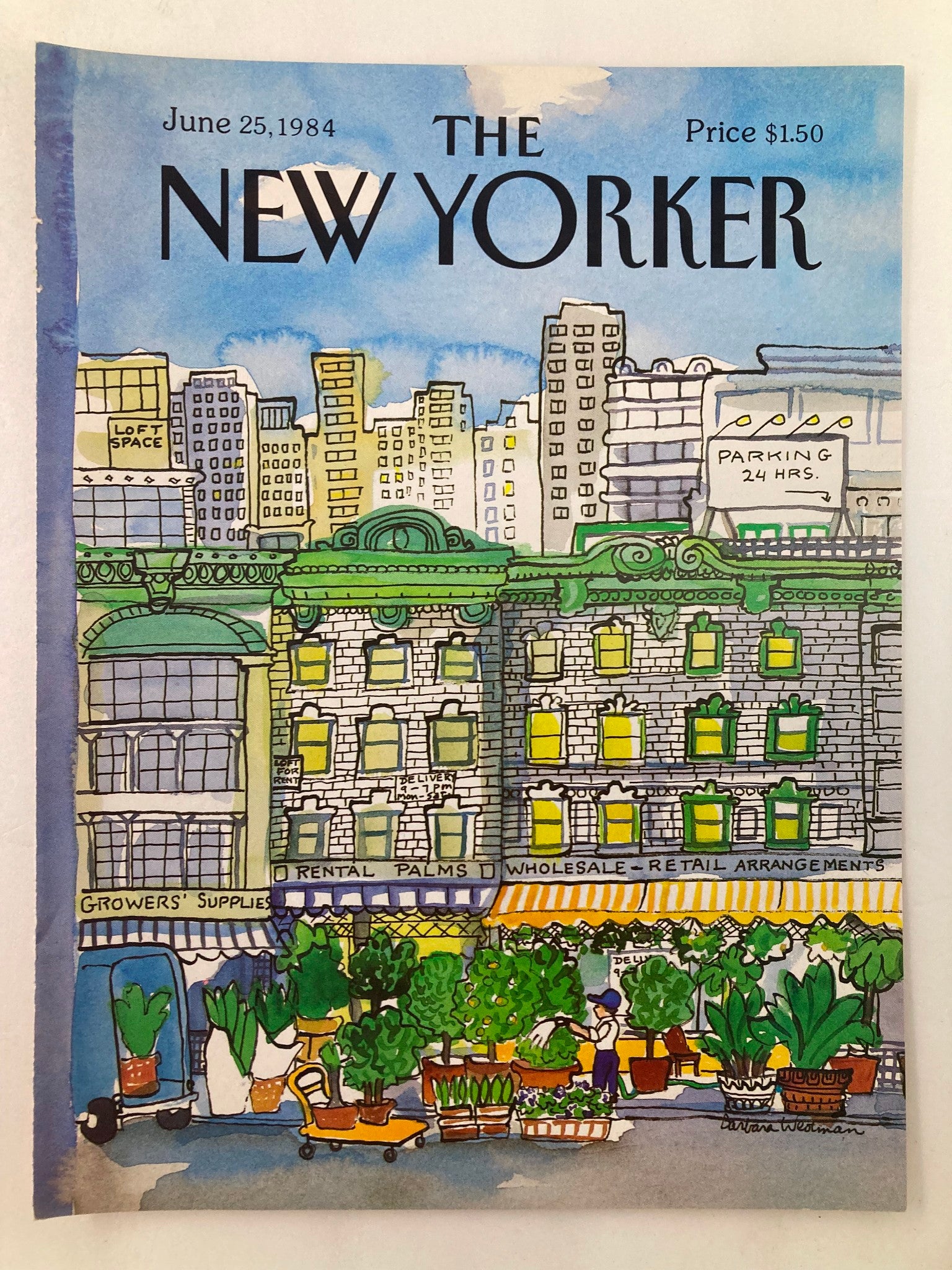 COVER ONLY The New Yorker June 25 1984 Parking 24hrs by Barbara Westman No Label