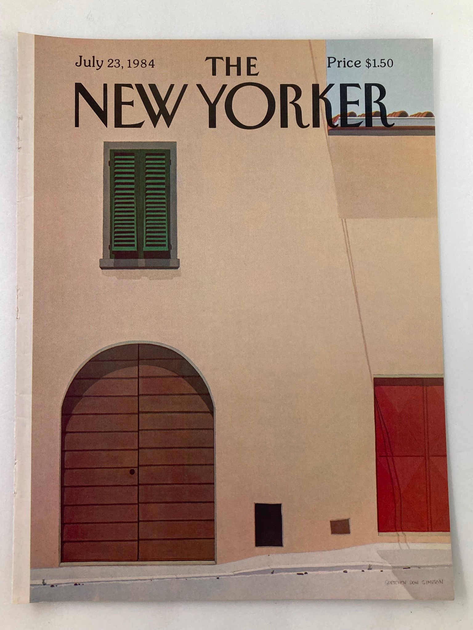 COVER ONLY The New Yorker July 23 1984 Brown Door by Gretchen Simpson No Label