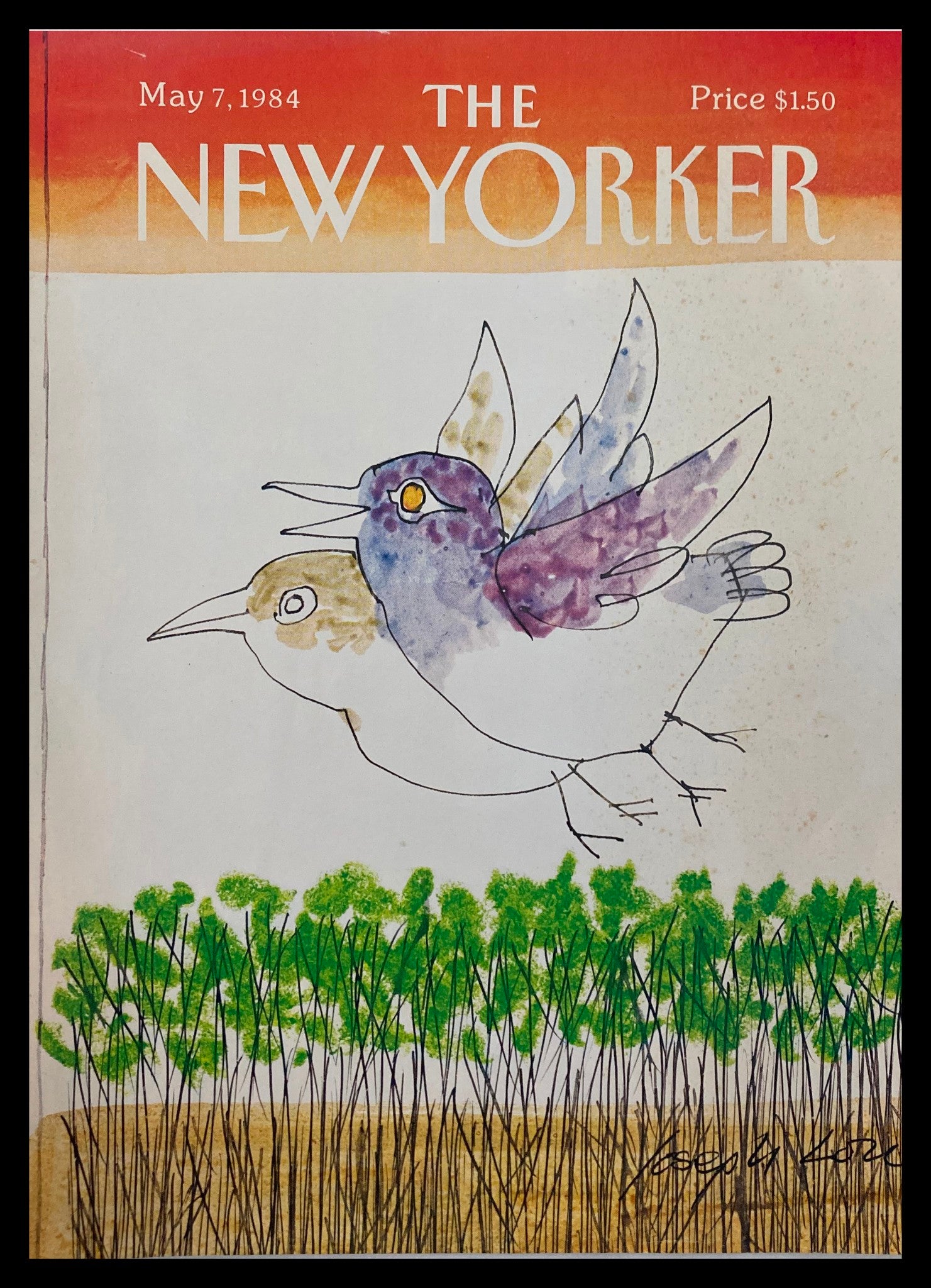 COVER ONLY The New Yorker May 7 1984 Two Birds by Joseph Low No Label