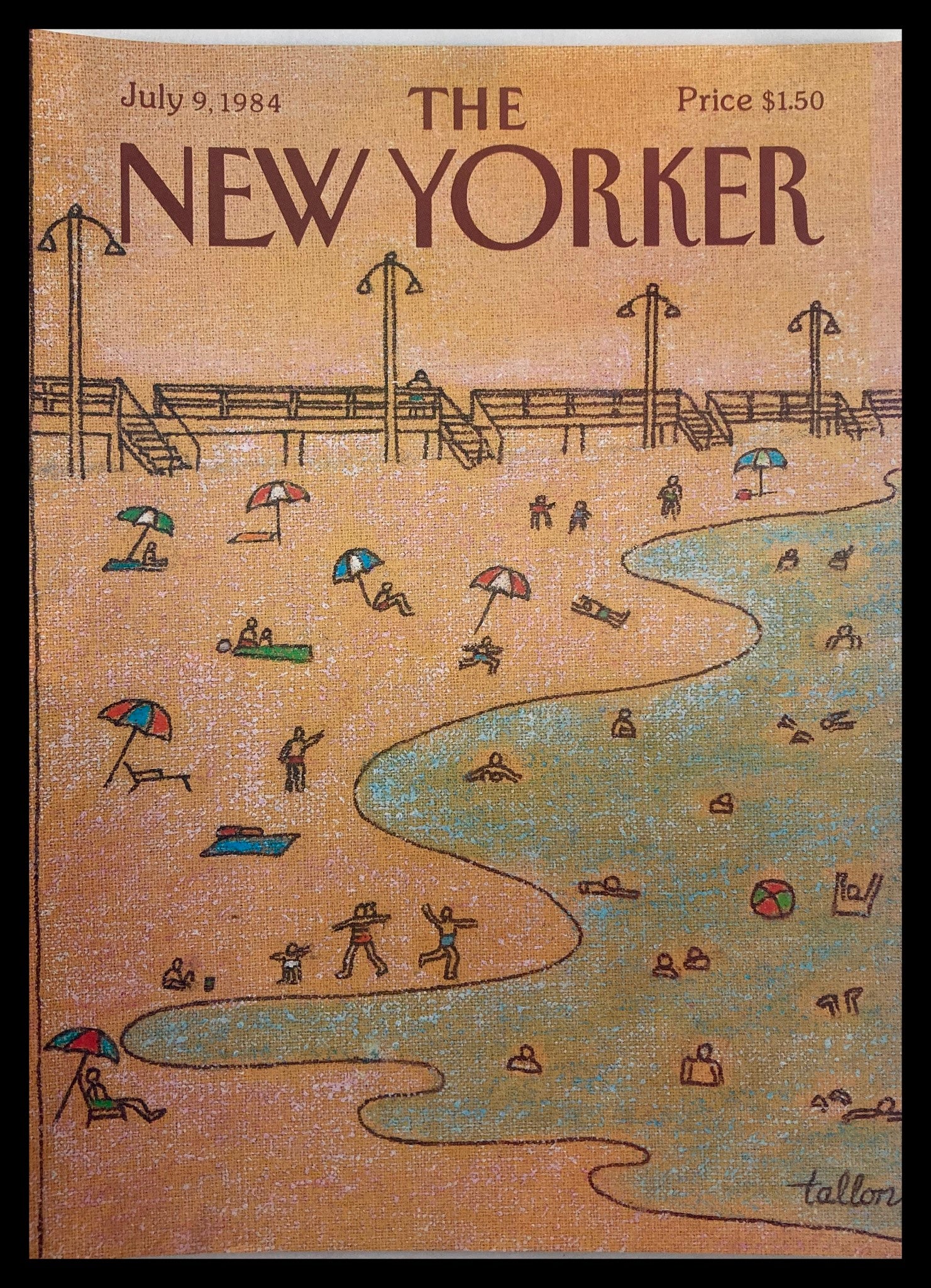 COVER ONLY The New Yorker July 9 1984 Beach Front by Robert Tallon No Label