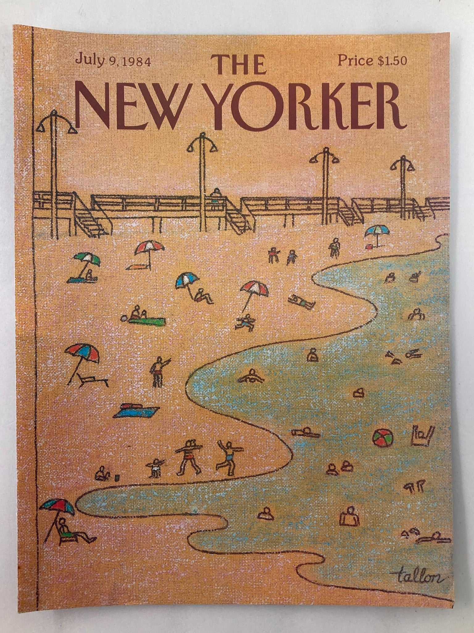 COVER ONLY The New Yorker July 9 1984 Beach Front by Robert Tallon No Label