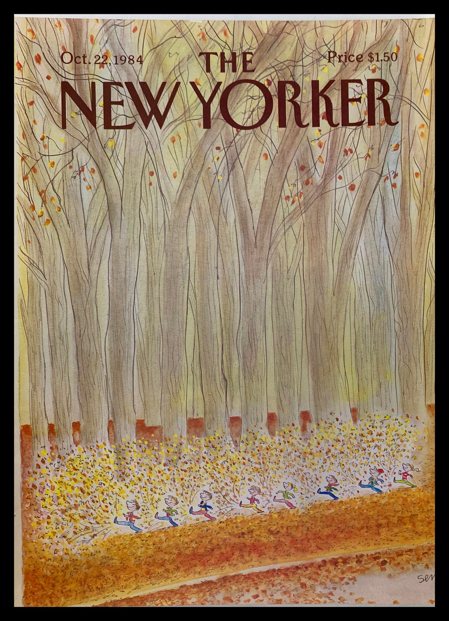 COVER ONLY The New Yorker October 22 1984 Marching by J. J. Sempe No Label