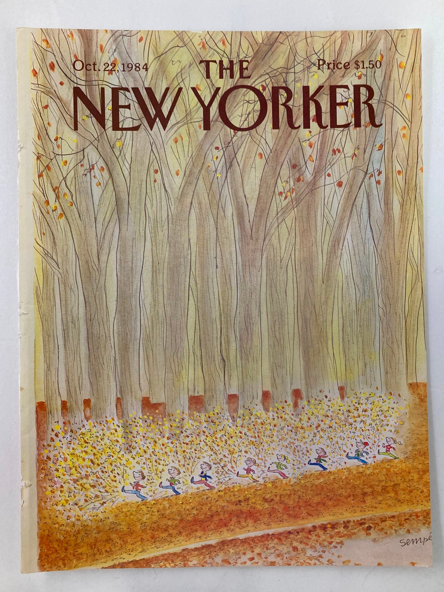 COVER ONLY The New Yorker October 22 1984 Marching by J. J. Sempe No Label