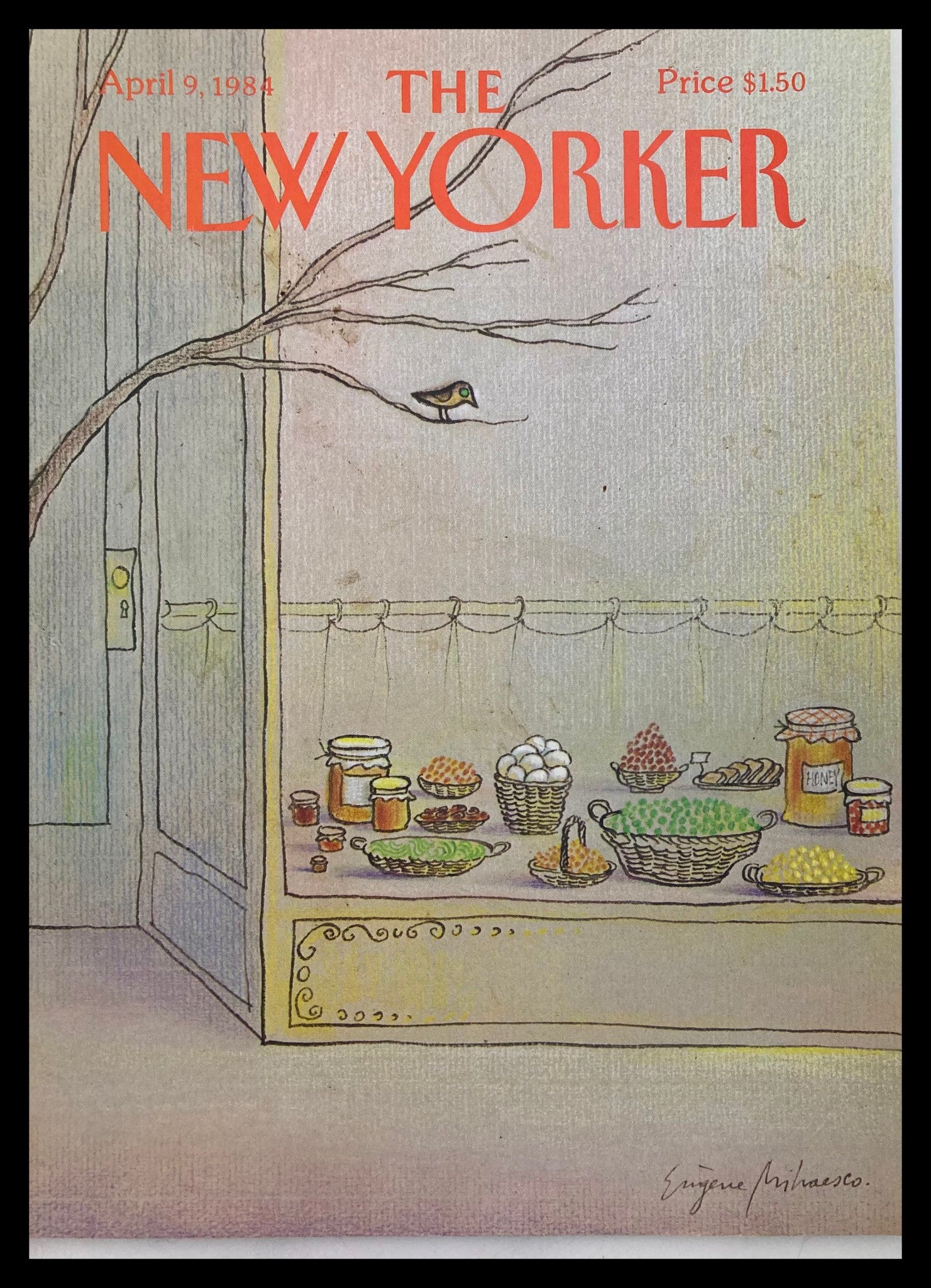 COVER ONLY The New Yorker April 9 1984 Honey Dip by Eugene Mihaesco No Label