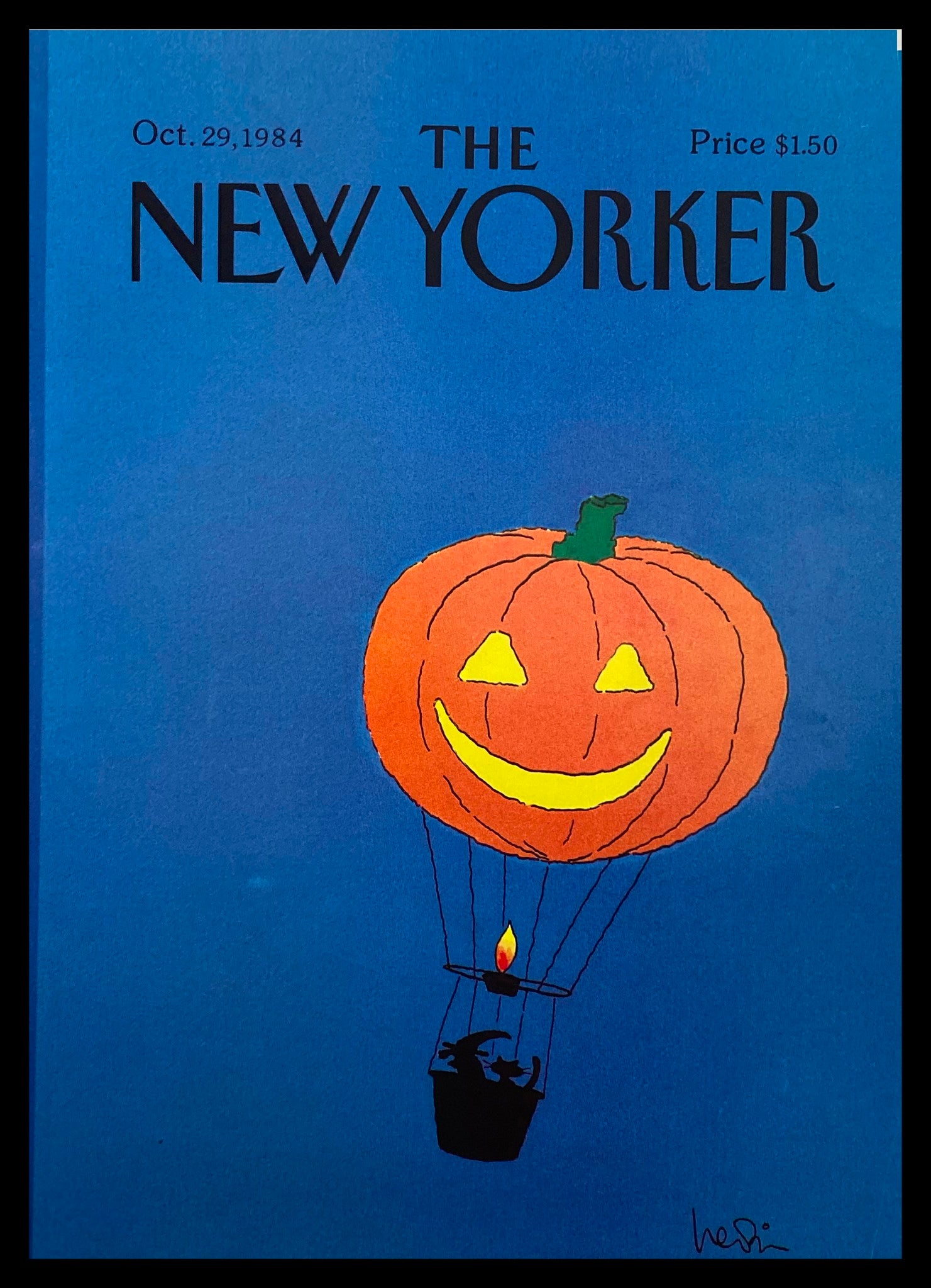 COVER ONLY The New Yorker October 29 1984 Cat & Witch by H. Goennel No Label