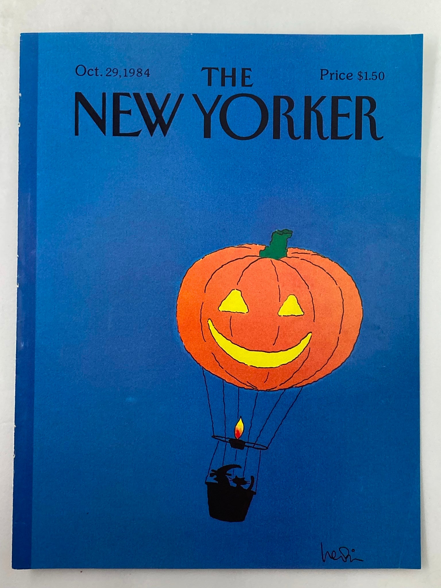 COVER ONLY The New Yorker October 29 1984 Cat & Witch by H. Goennel No Label