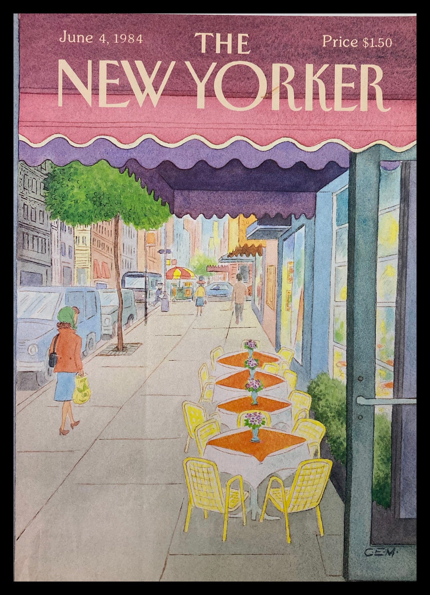 COVER ONLY The New Yorker June 4 1984 Cafe by Charles E. Martin No Label