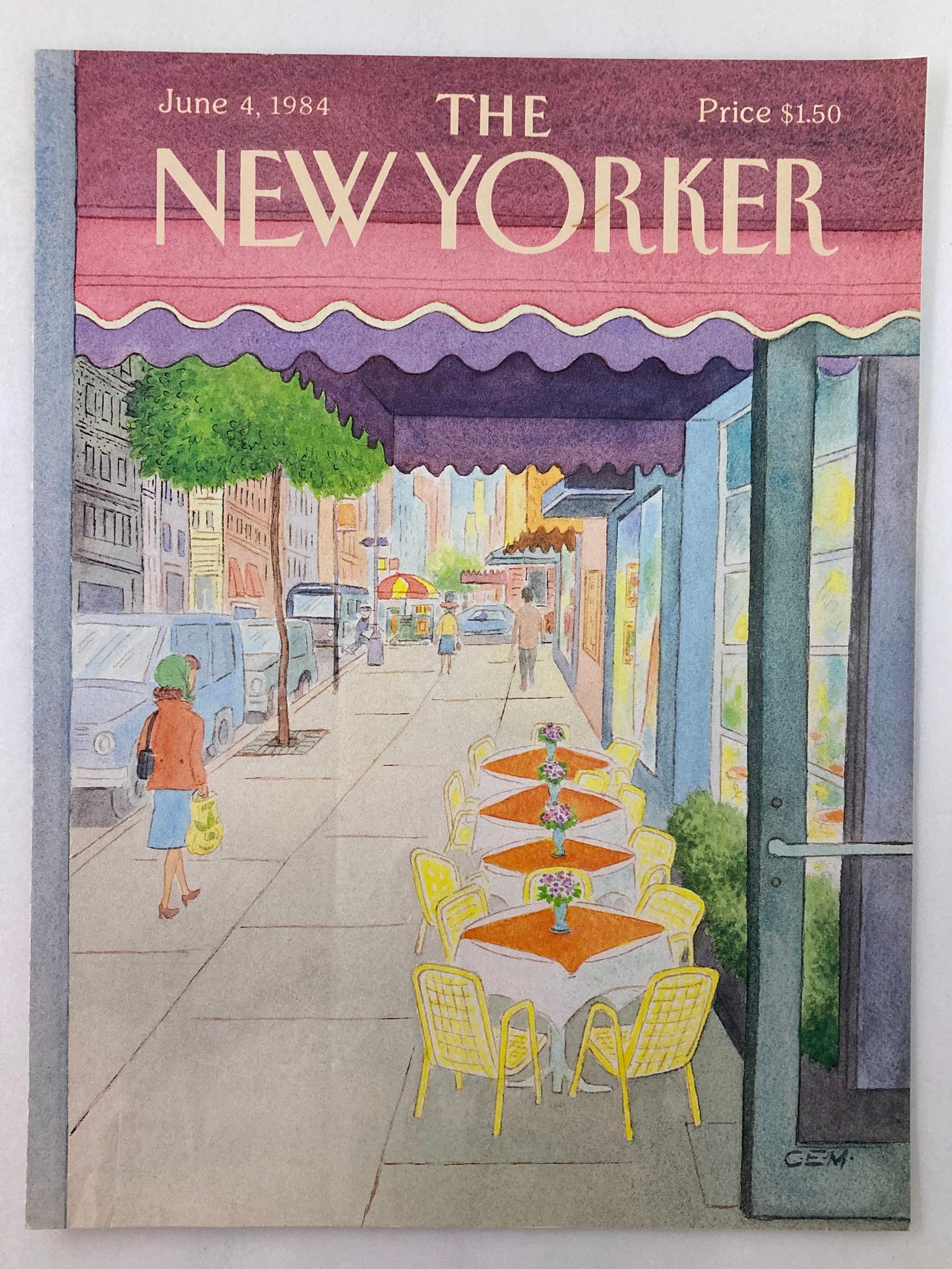 COVER ONLY The New Yorker June 4 1984 Cafe by Charles E. Martin No Label