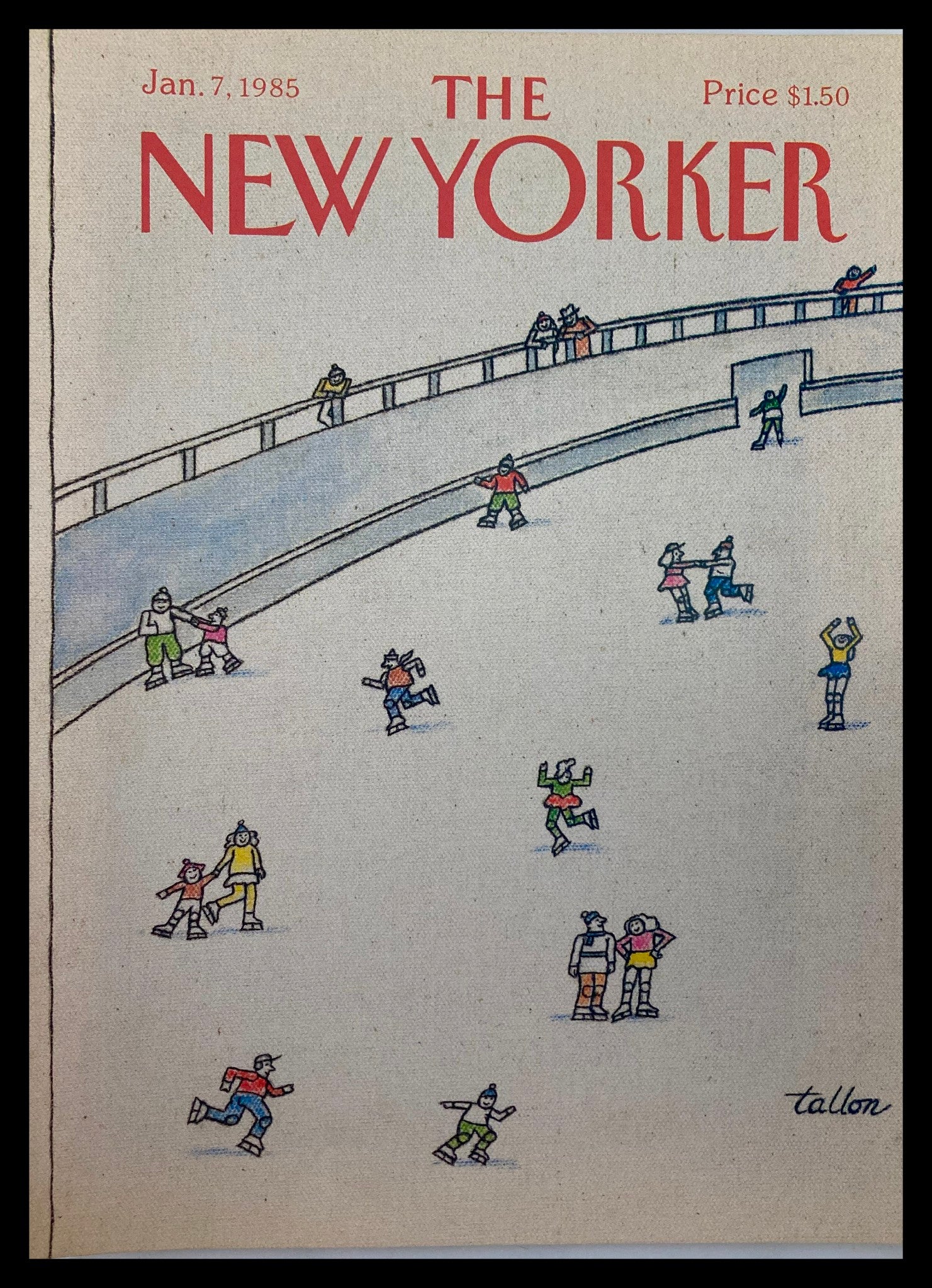 COVER ONLY The New Yorker January 7 1985 Ice Skating by Robert Tallon No Label