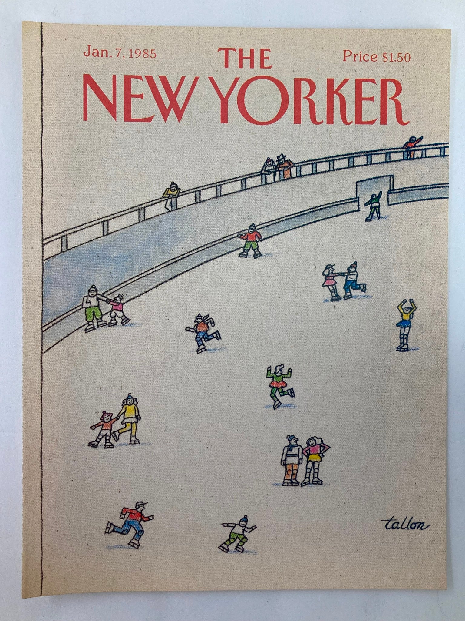 COVER ONLY The New Yorker January 7 1985 Ice Skating by Robert Tallon No Label