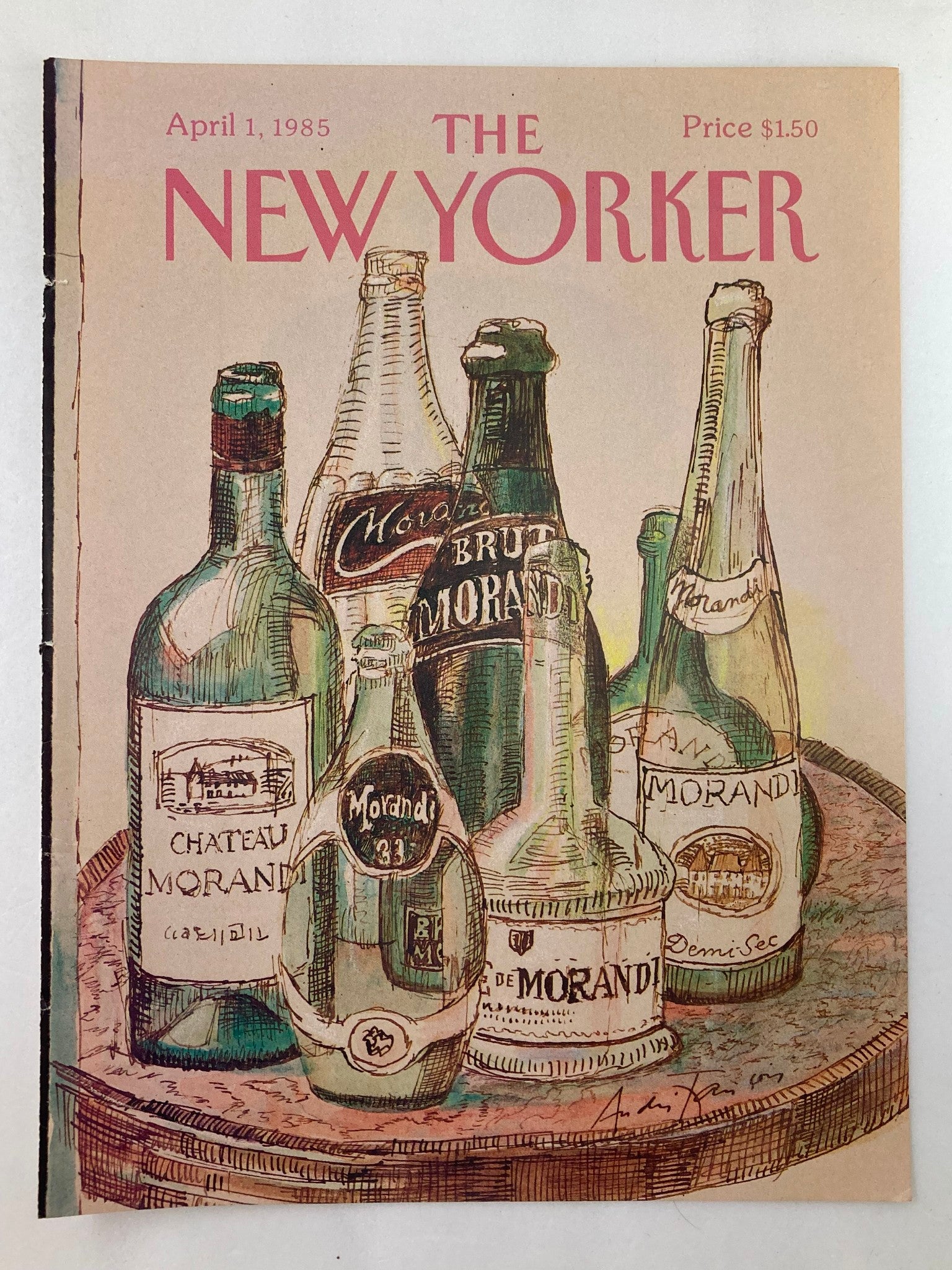 COVER ONLY The New Yorker April 1 1985 Empty Bottles by Andre Francois No Label