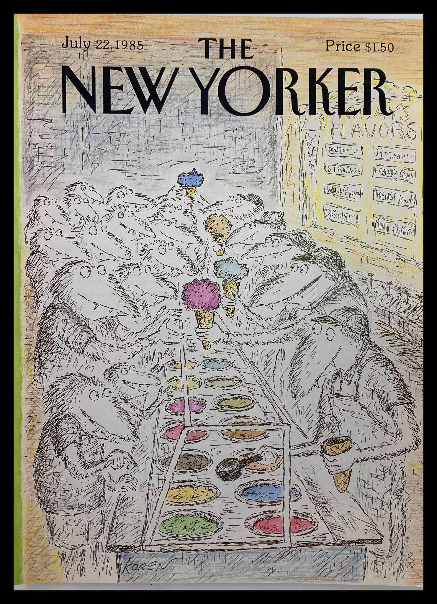 COVER ONLY The New Yorker July 22 1985 Ice Cream by Edward Koren No Label