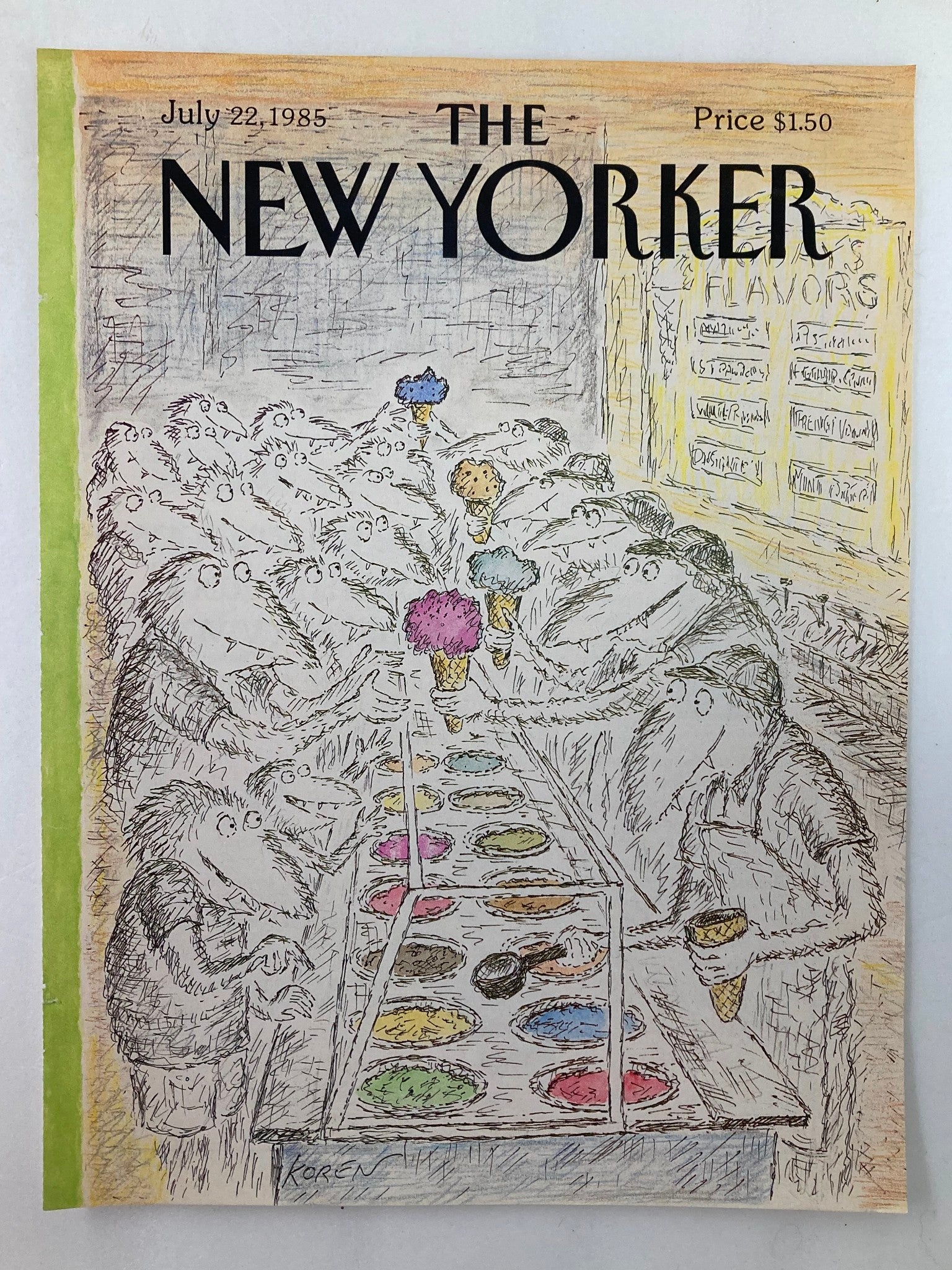 COVER ONLY The New Yorker July 22 1985 Ice Cream by Edward Koren No Label