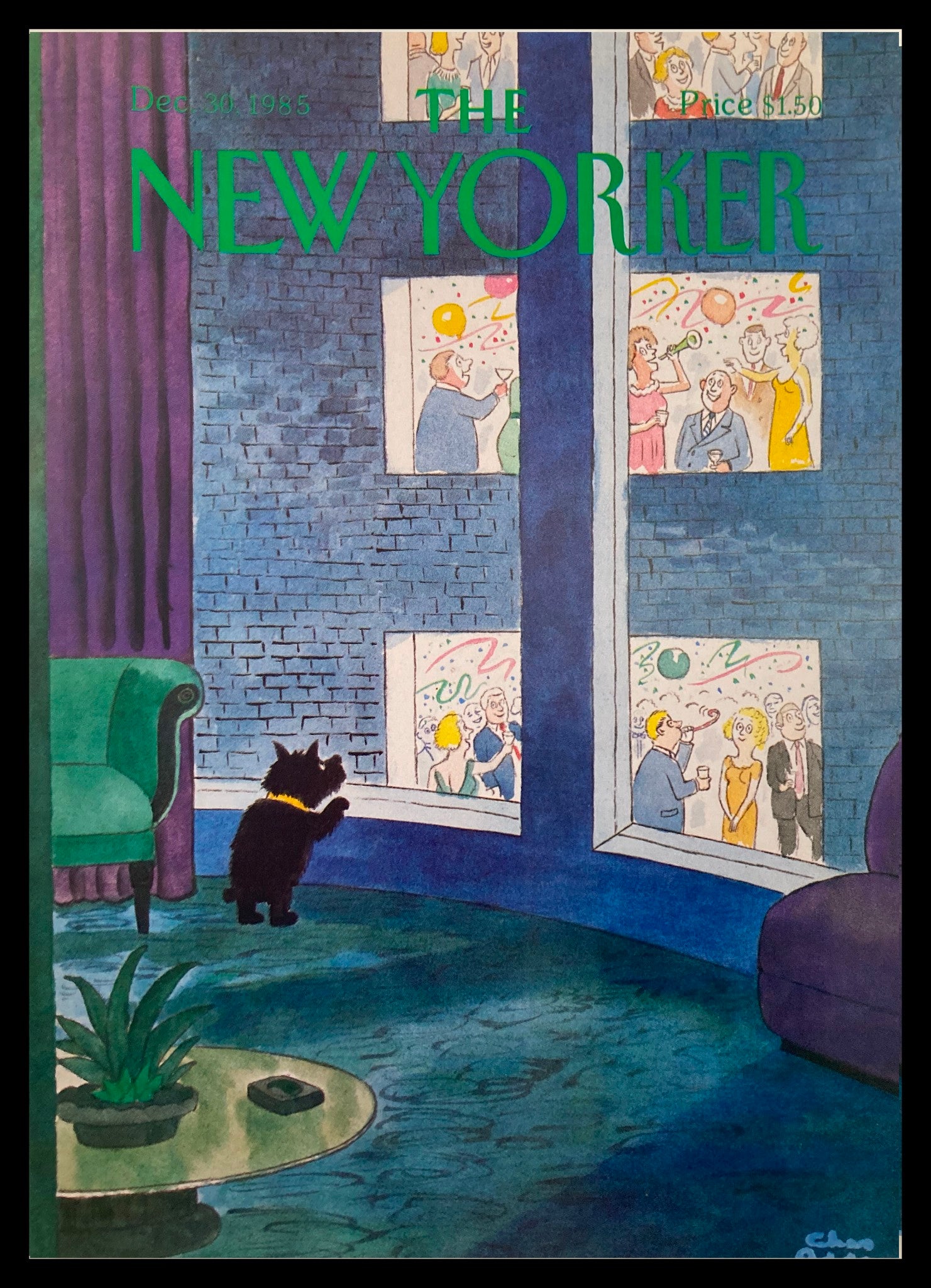 COVER ONLY The New Yorker December 30 1985 New Year's Party by C Addams No Label