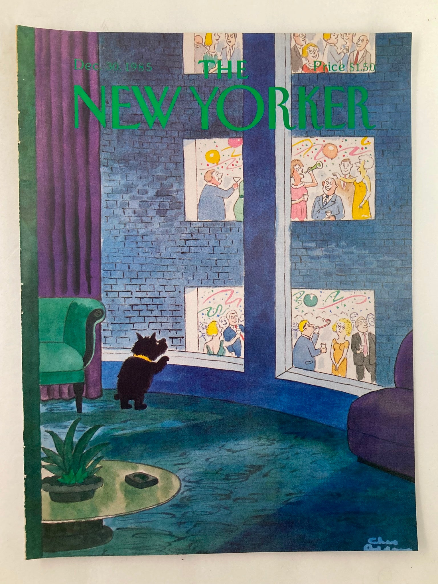 COVER ONLY The New Yorker December 30 1985 New Year's Party by C Addams No Label