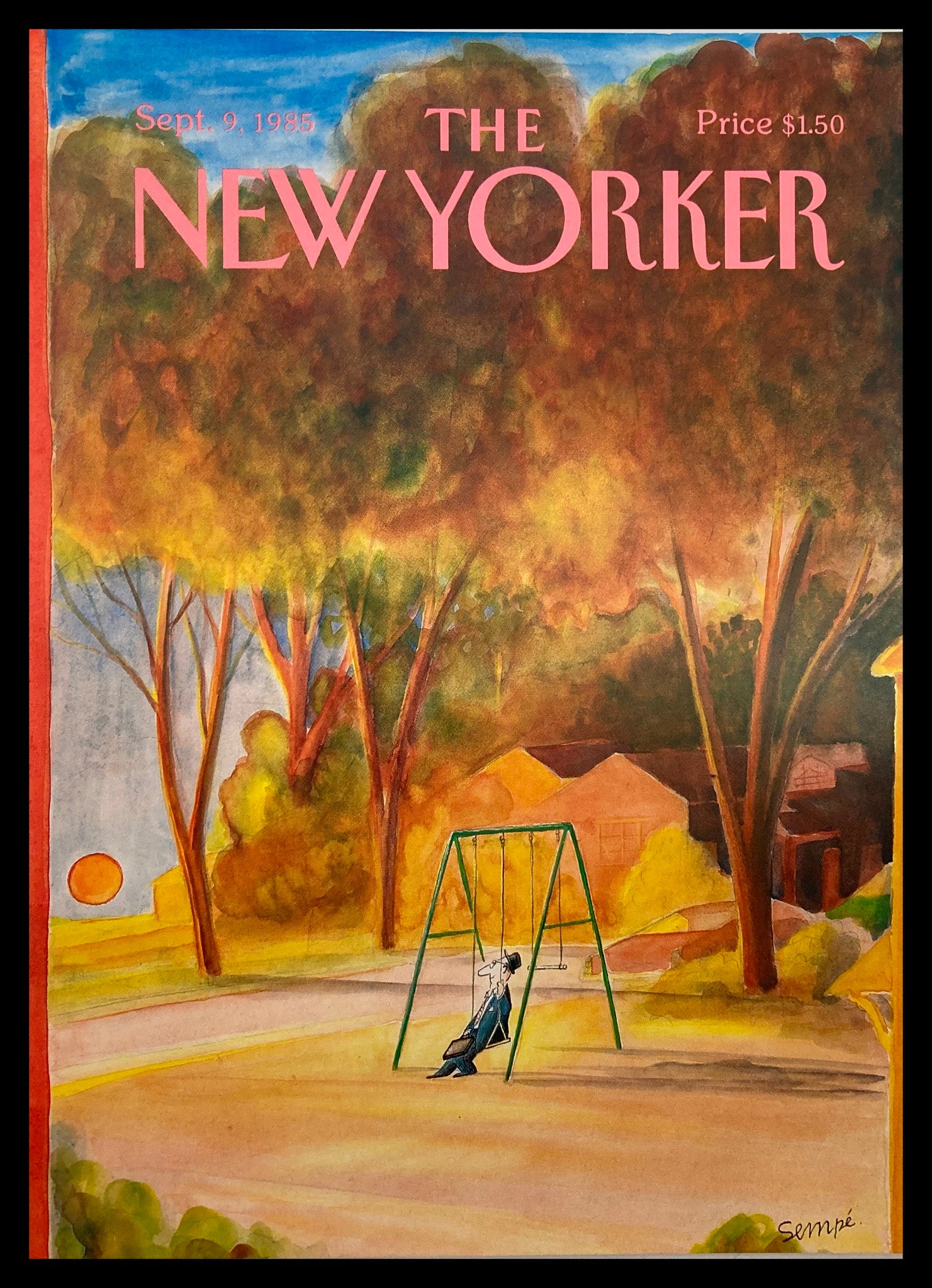 COVER ONLY The New Yorker September 9 1985 Sunset View by J. J. Sempe No Label