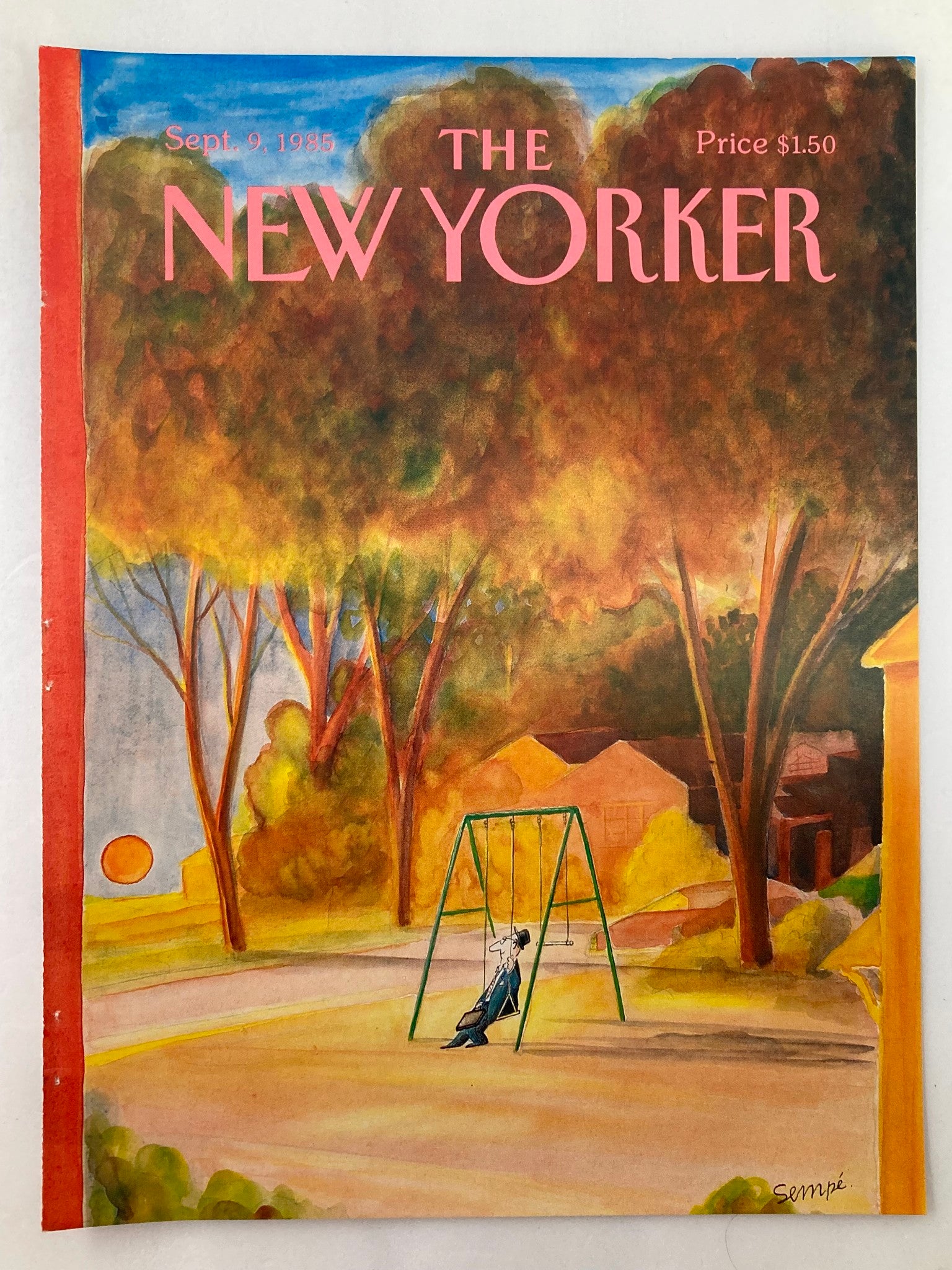 COVER ONLY The New Yorker September 9 1985 Sunset View by J. J. Sempe No Label