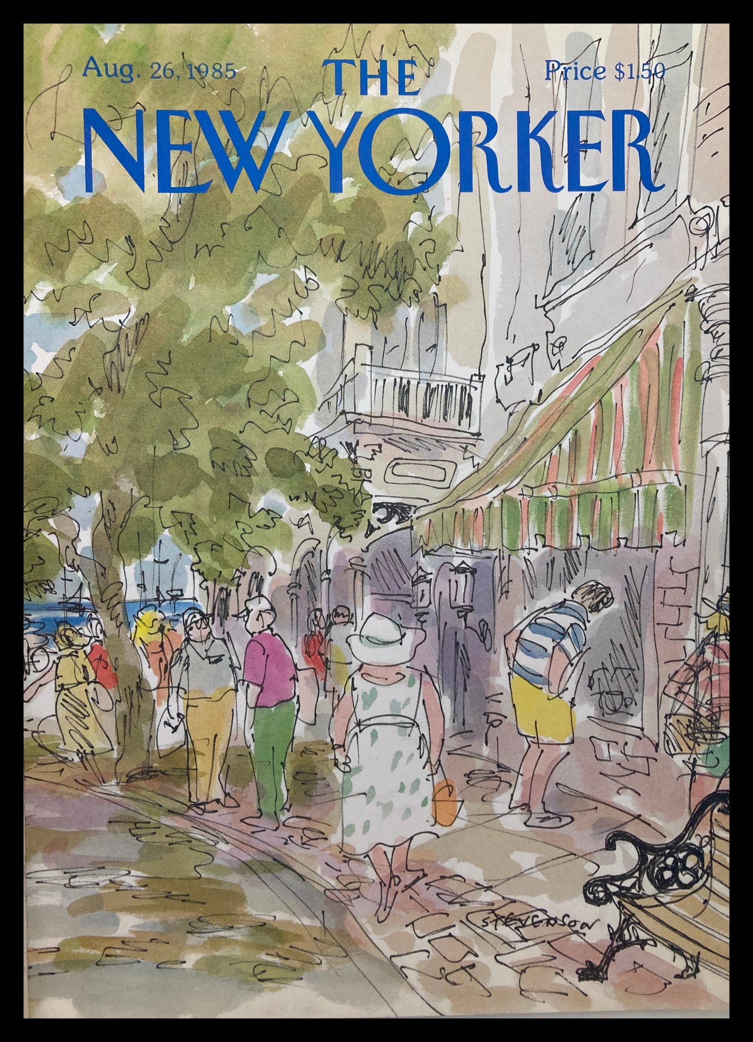 COVER ONLY The New Yorker August 26 1985 Flea Market by James Stevenson No Label