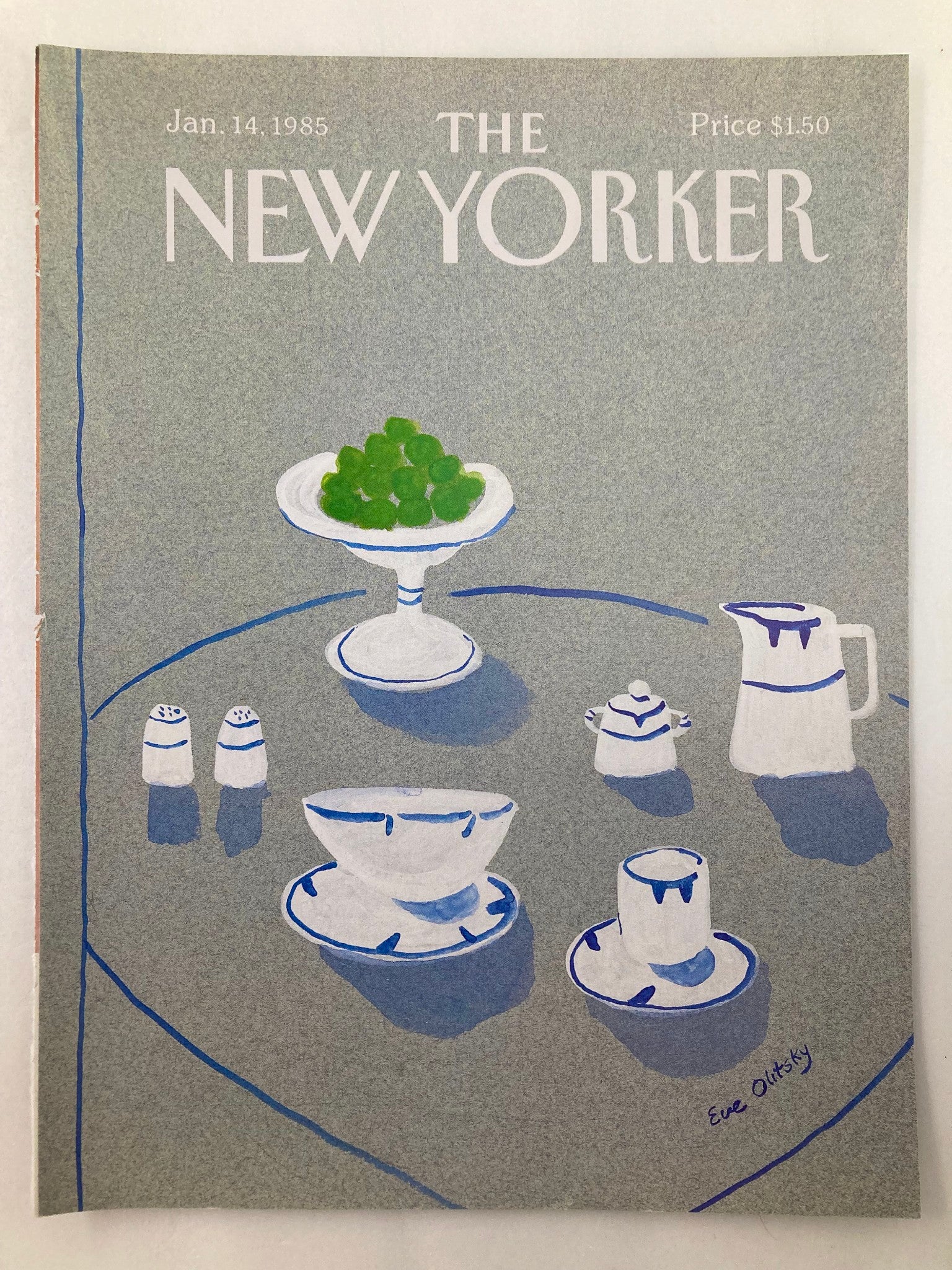 COVER ONLY The New Yorker January 14 1985 Tea Time by Eve Olitsky No Label