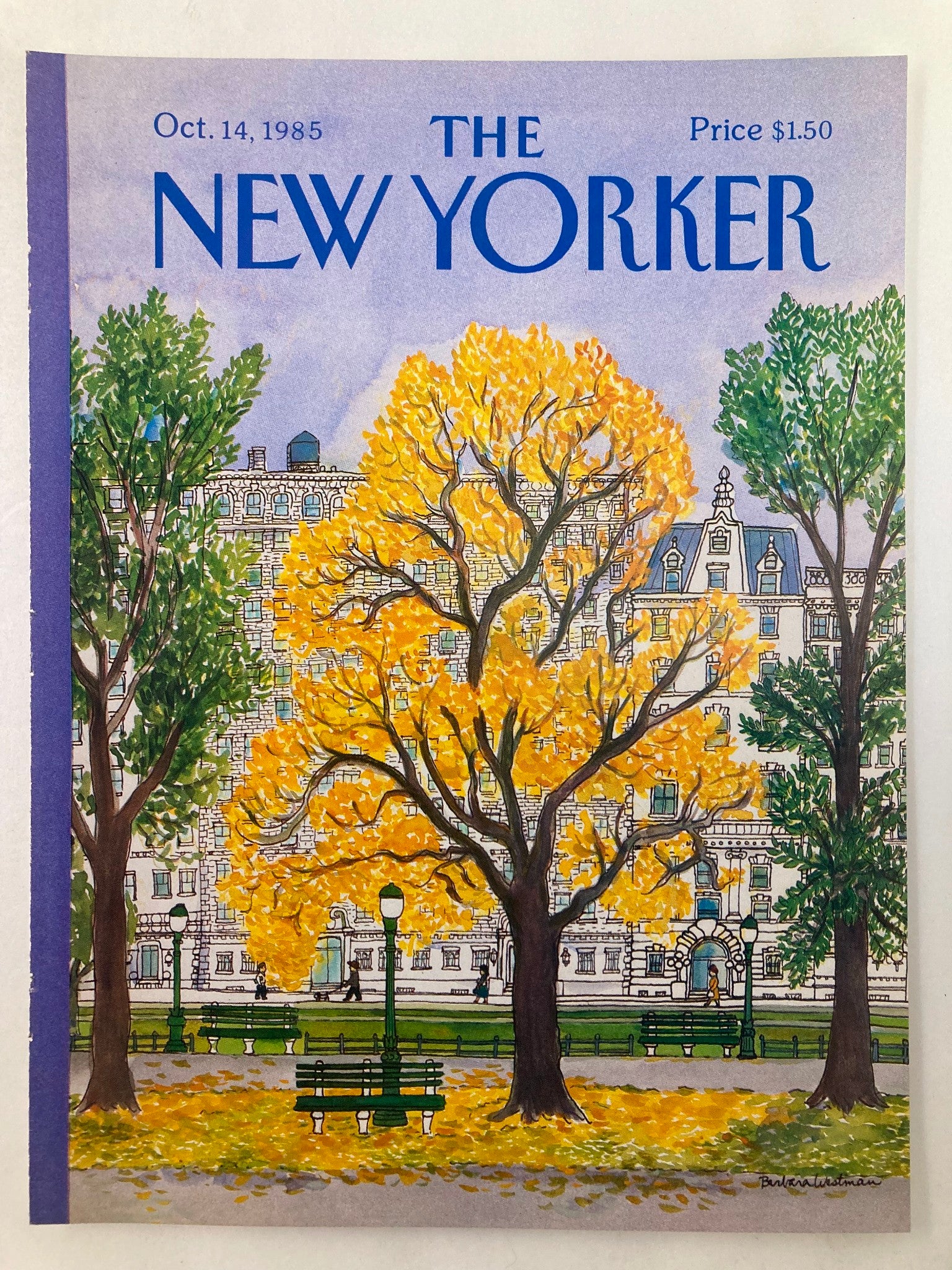 COVER ONLY The New Yorker October 14 1985 Autumn Time by B. Westman No Label