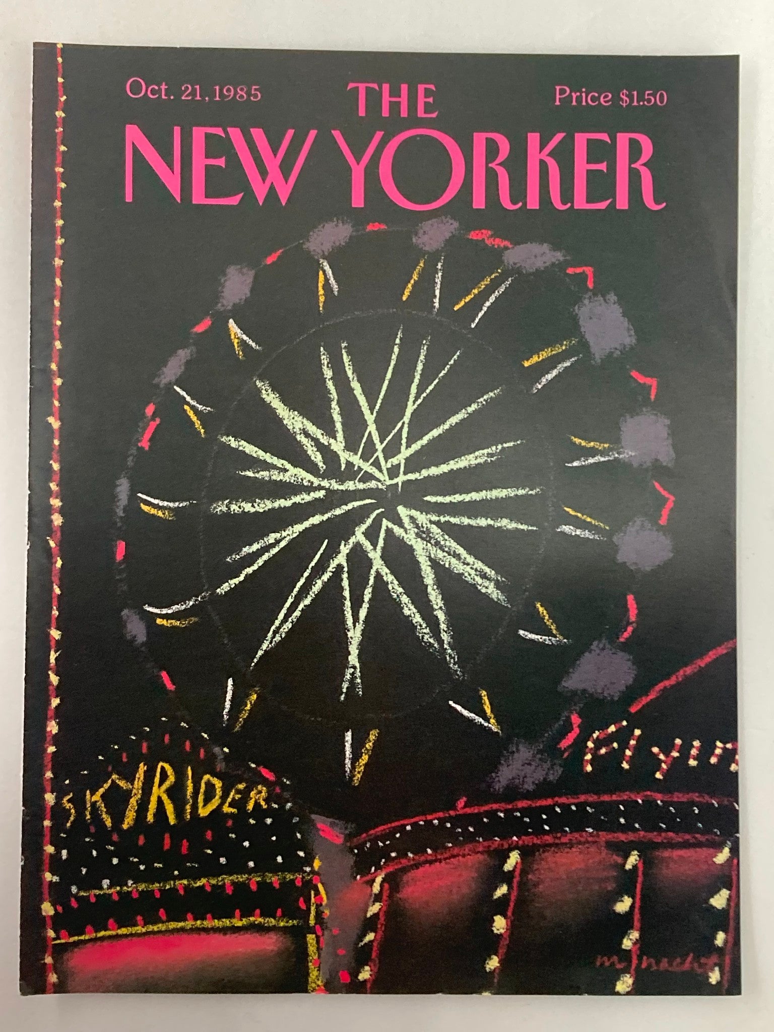 COVER ONLY The New Yorker October 21 1985 Skyrider by Merlc Nacht No Label