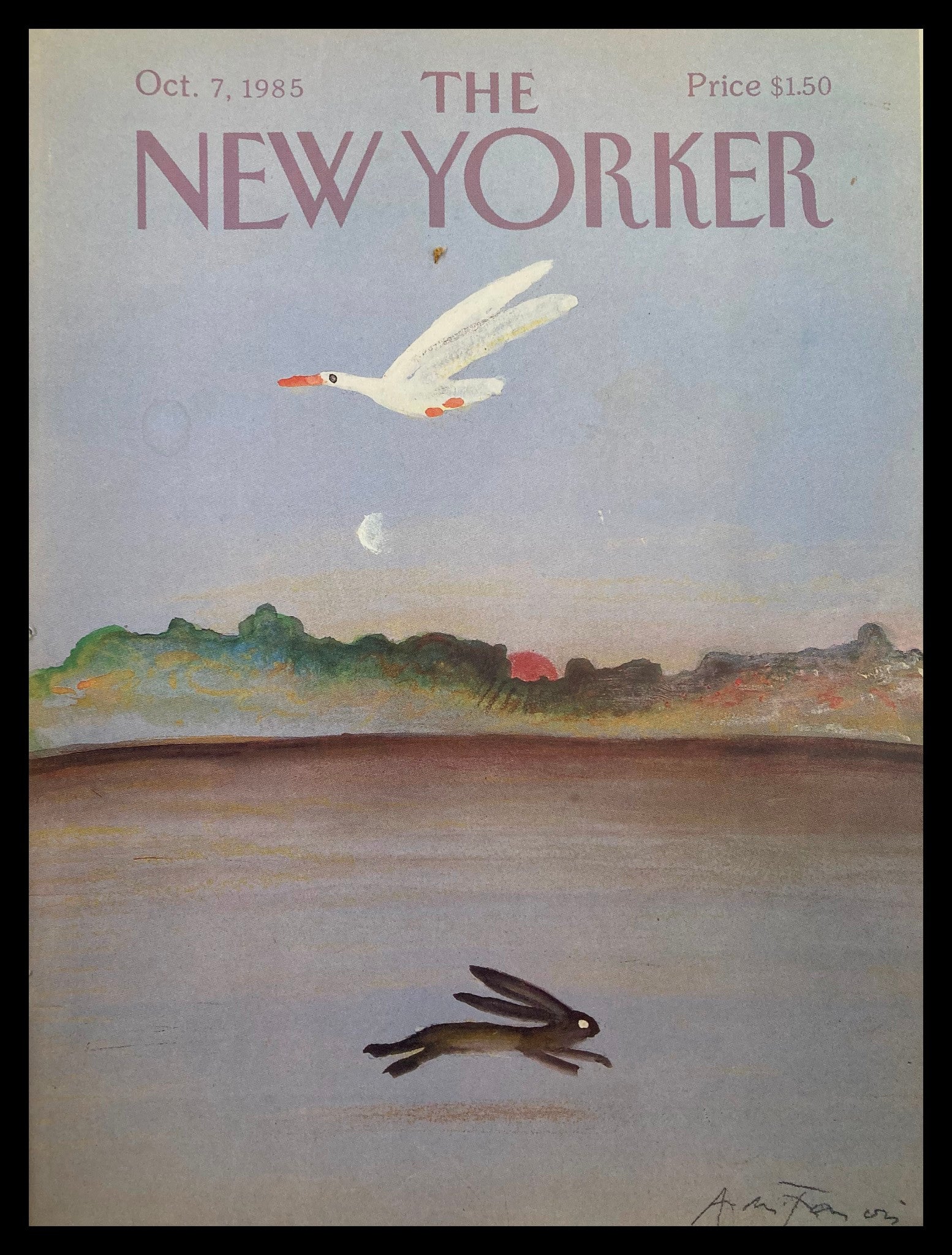 COVER ONLY The New Yorker October 7 1985 Just Passing by Andre Francois No Label