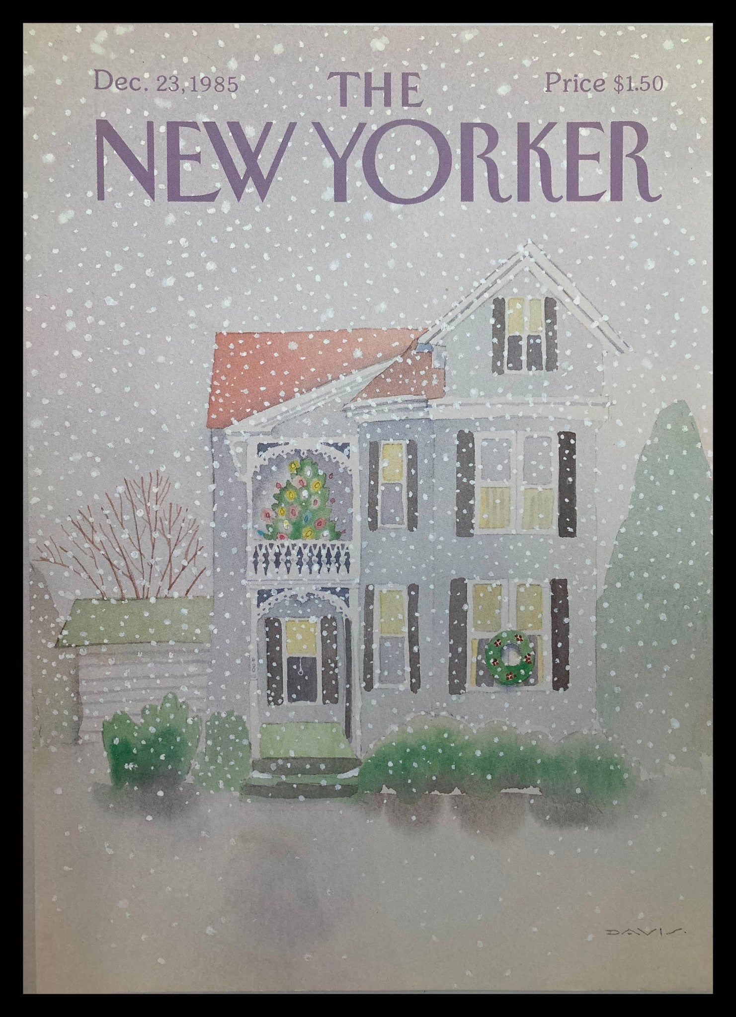 COVER ONLY The New Yorker December 23 1985 Snowing by Susan Davis No Label