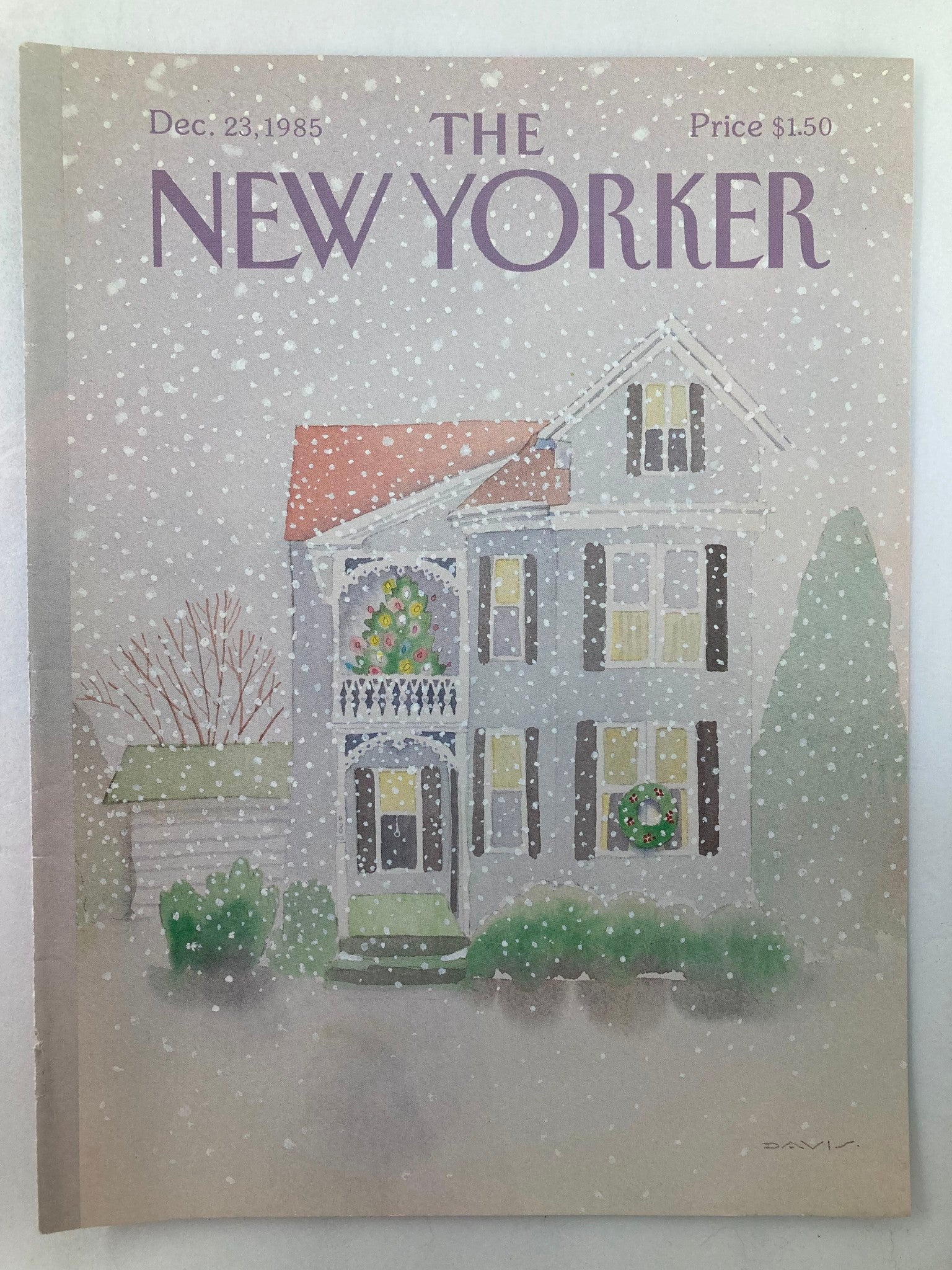 COVER ONLY The New Yorker December 23 1985 Snowing by Susan Davis No Label