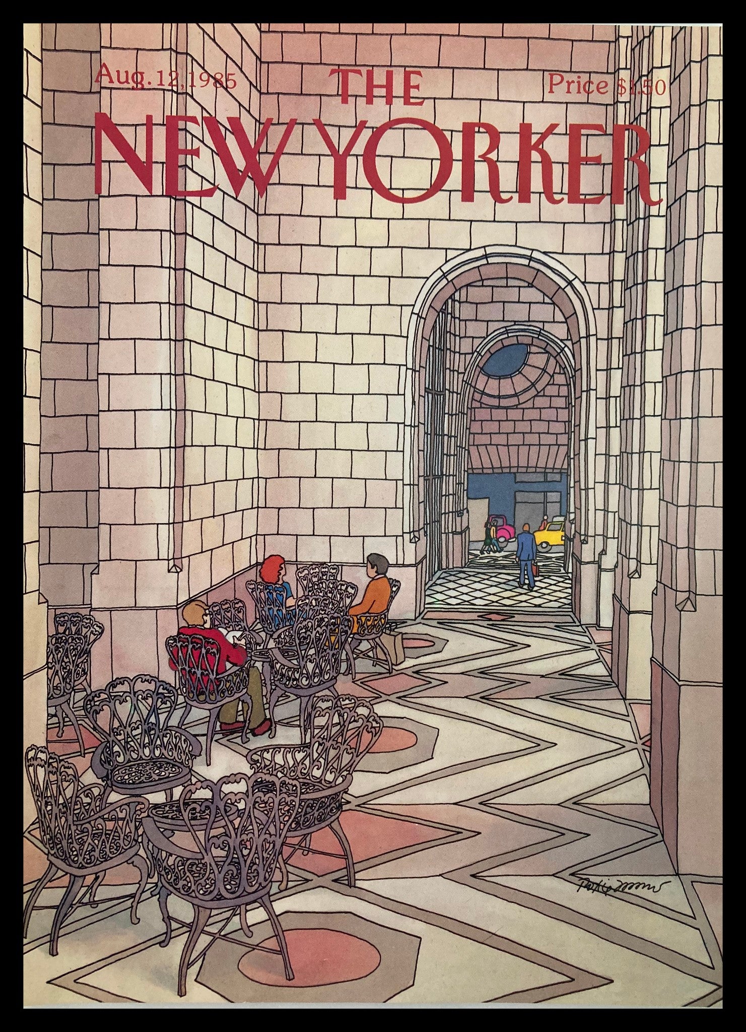 COVER ONLY The New Yorker August 12 1985 Sitting Down by Roxie Munro No Label