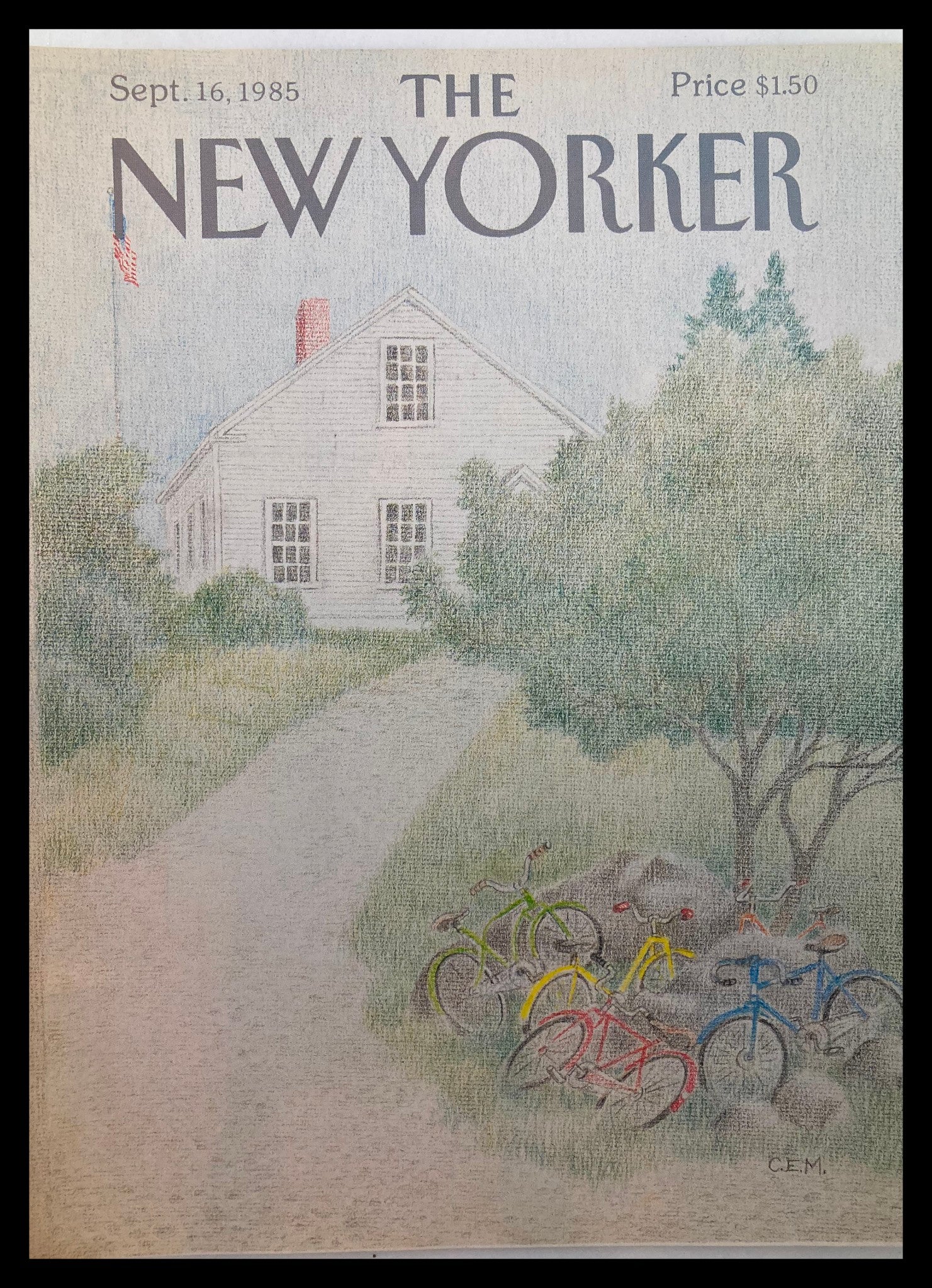 COVER ONLY The New Yorker September 16 1985 Parked Bicycles by C.E.M. No Label