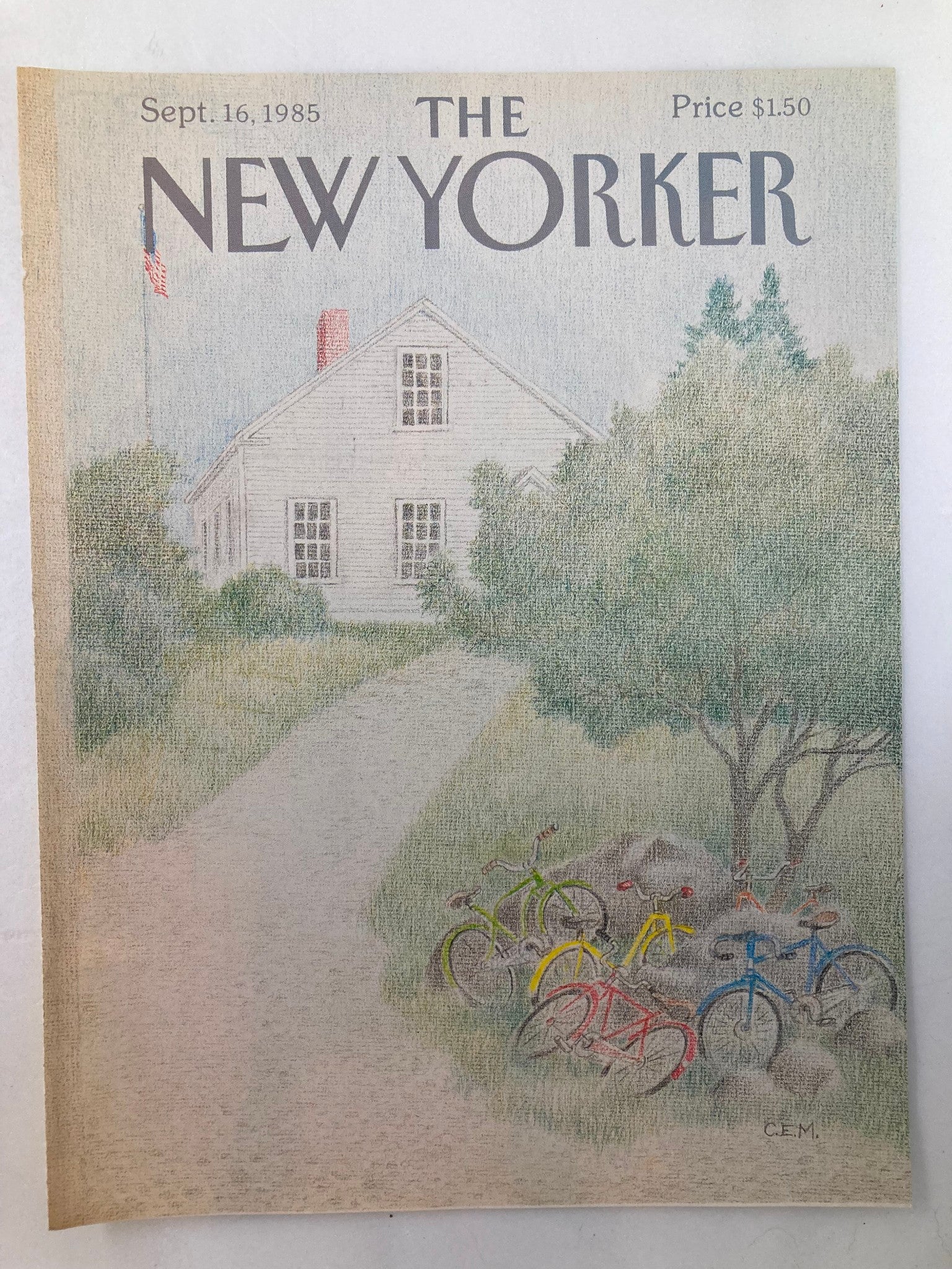 COVER ONLY The New Yorker September 16 1985 Parked Bicycles by C.E.M. No Label