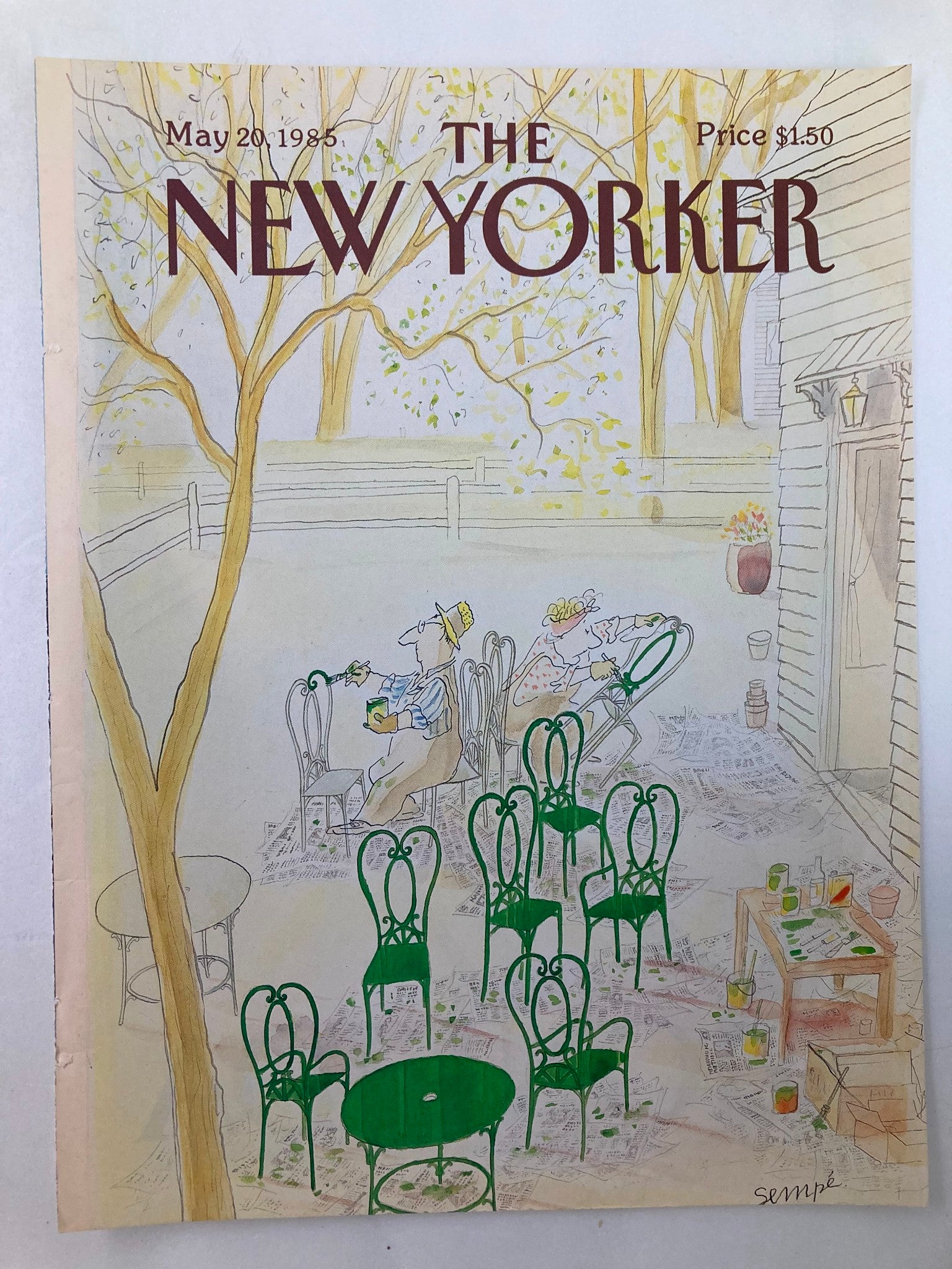 COVER ONLY The New Yorker May 20 1985 Green Chairs by J.J. Sempe No Label