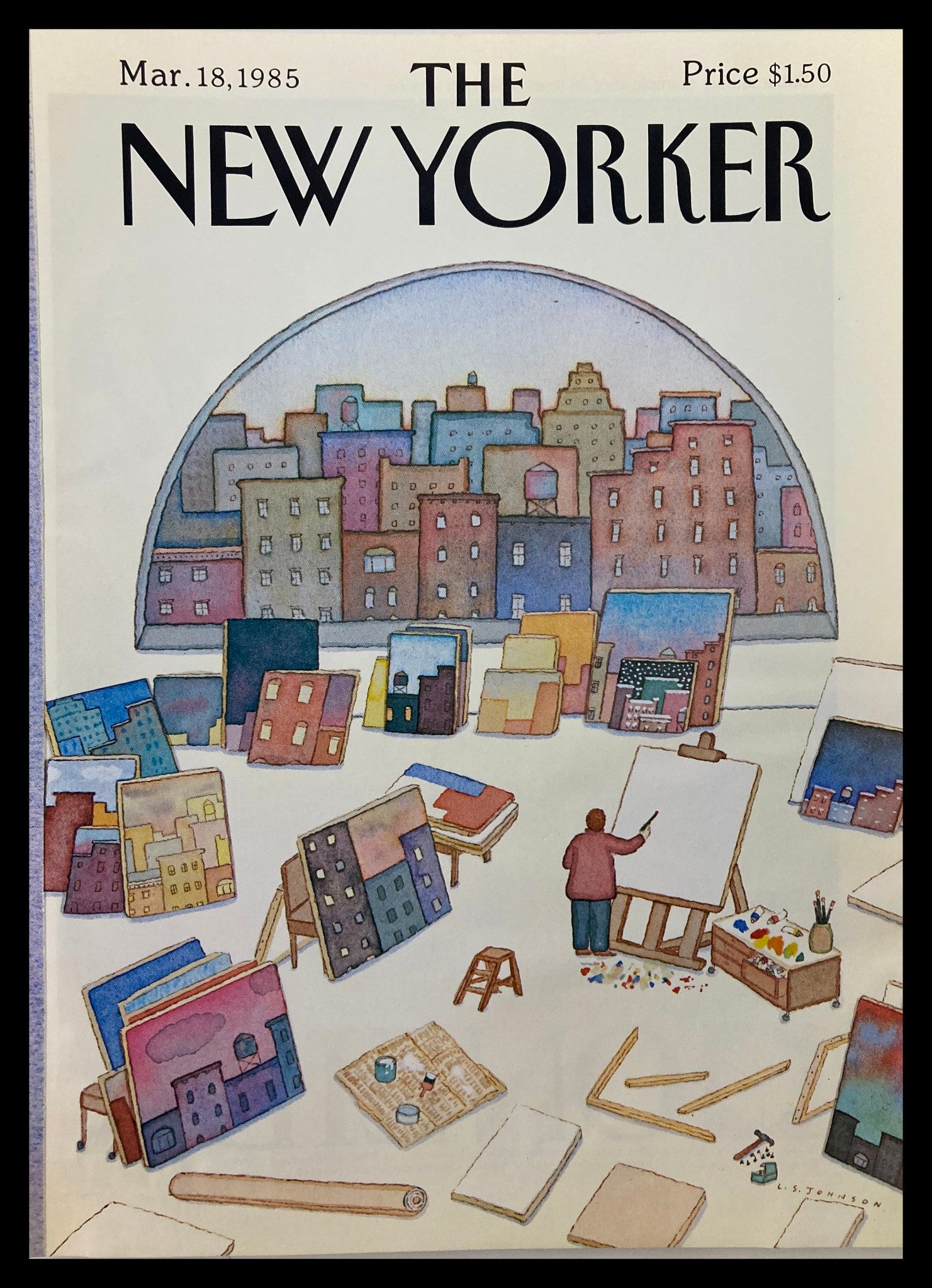 COVER ONLY The New Yorker March 18 1985 Canvass by L. S. Johnson No Label