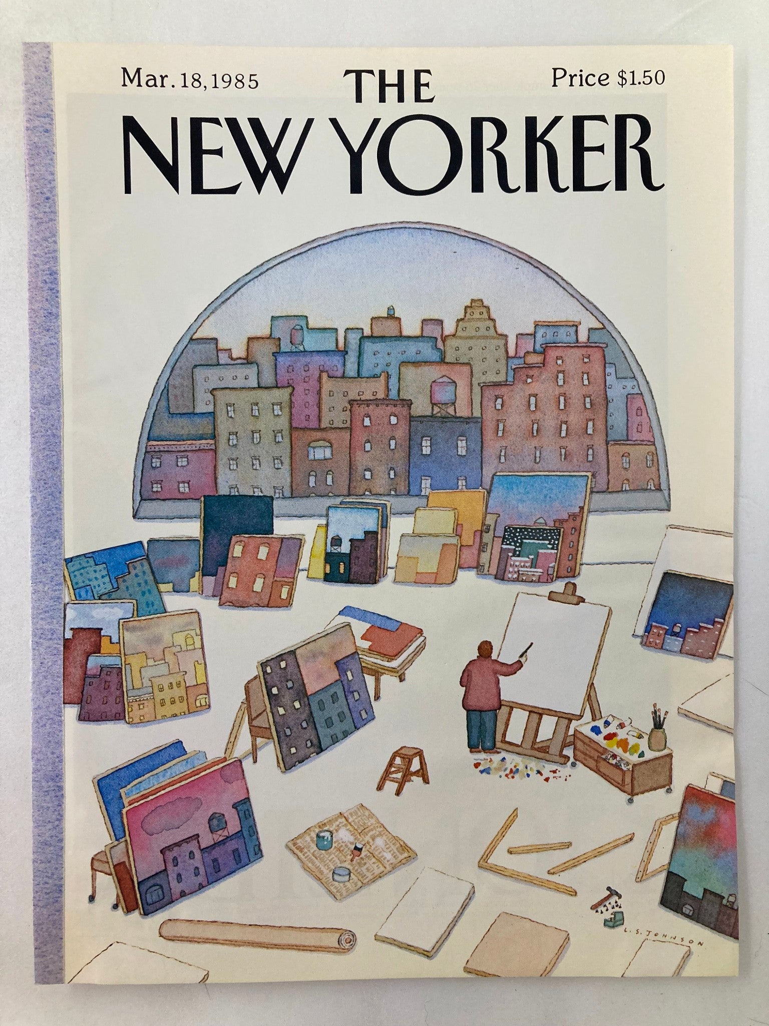 COVER ONLY The New Yorker March 18 1985 Canvass by L. S. Johnson No Label