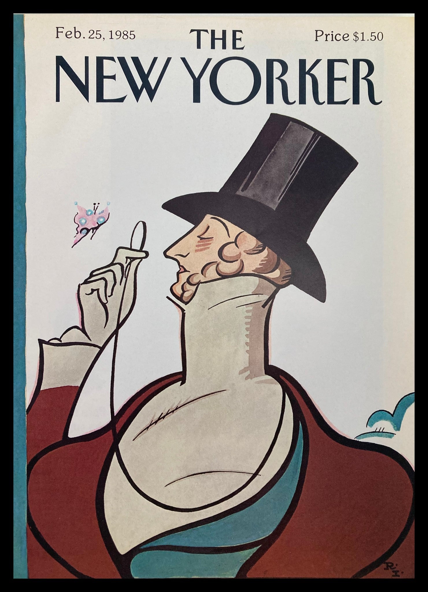 COVER ONLY The New Yorker February 25 1985 Eustace Tilley by Ira Levin No Label