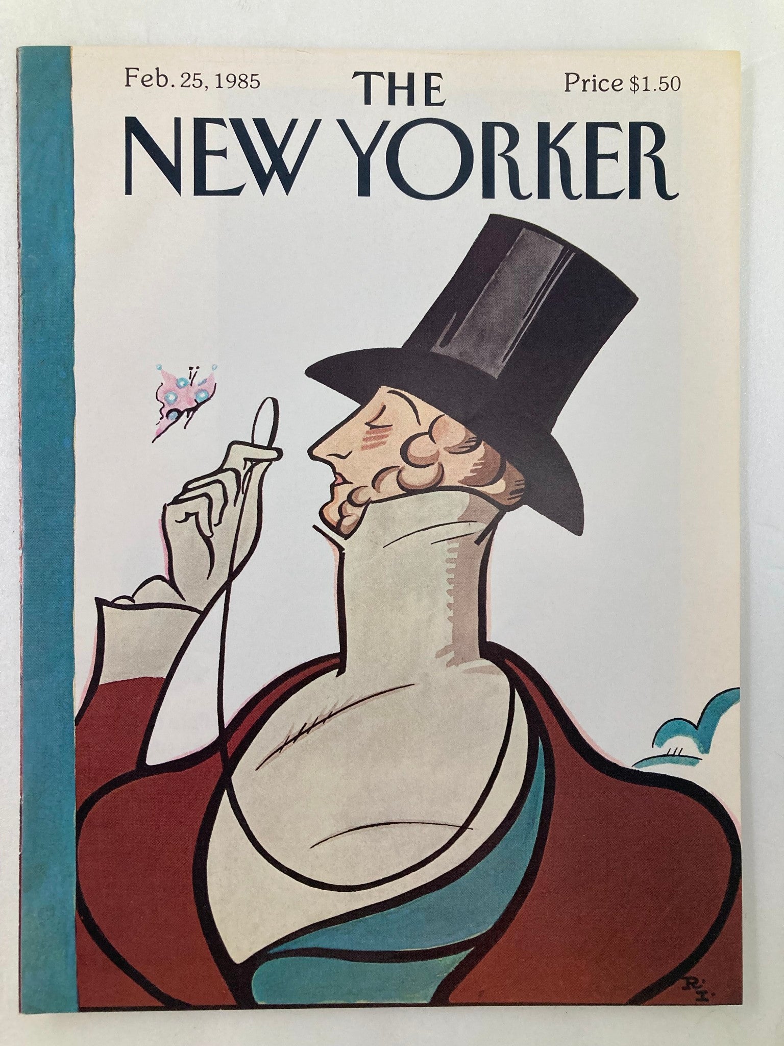 COVER ONLY The New Yorker February 25 1985 Eustace Tilley by Ira Levin No Label